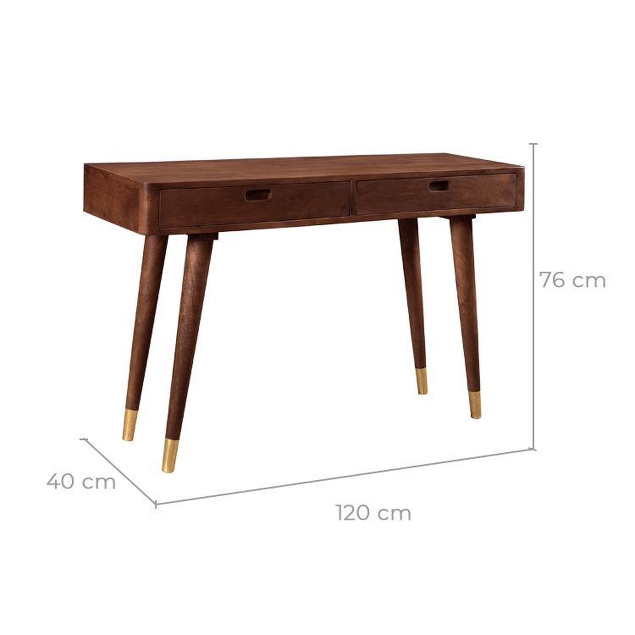 Voir la diapositive 4 : MAISON PAVANE Console en bois massif 2 tiroirs et détails dorés-colombo