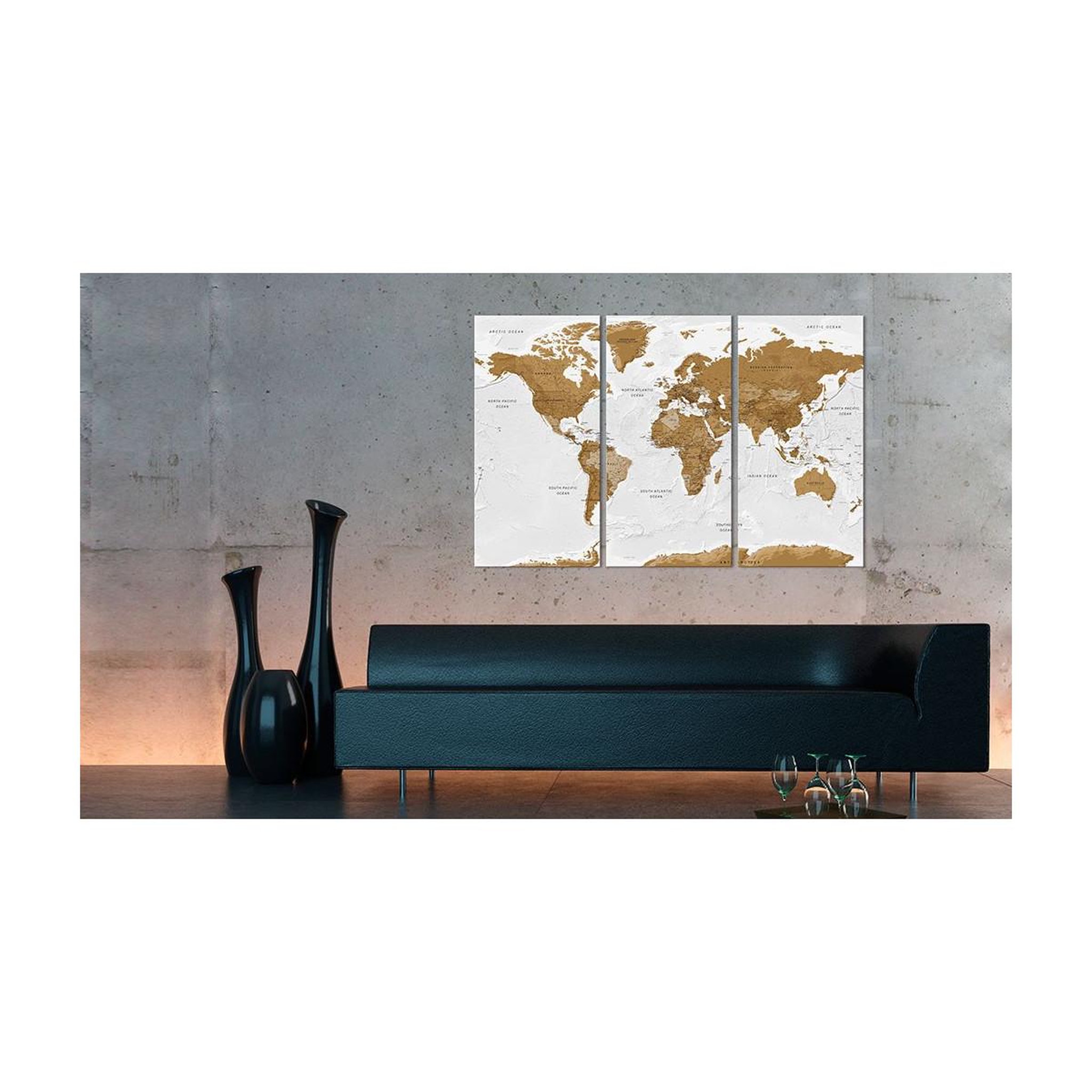 Voir la diapositive 2 : Paris Prix Tableau Imprimé  World Map : White Poetry