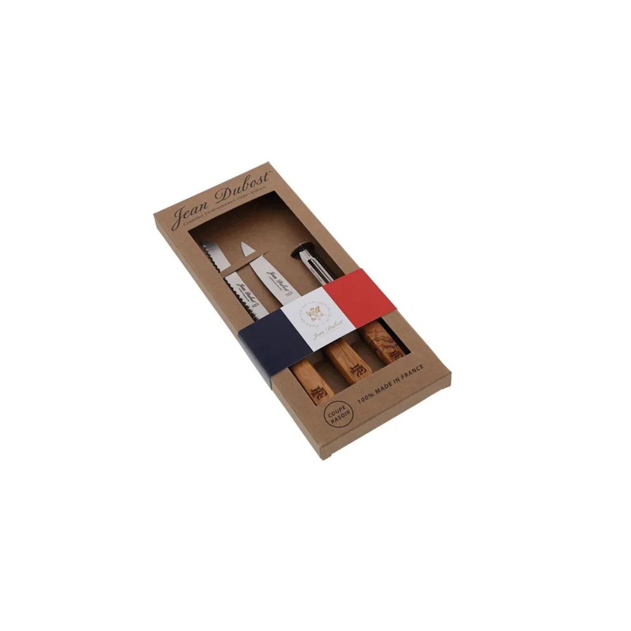 Jean dubost Coffret 3 couteaux à tomate en bois d'olivier - CB10A250C16343