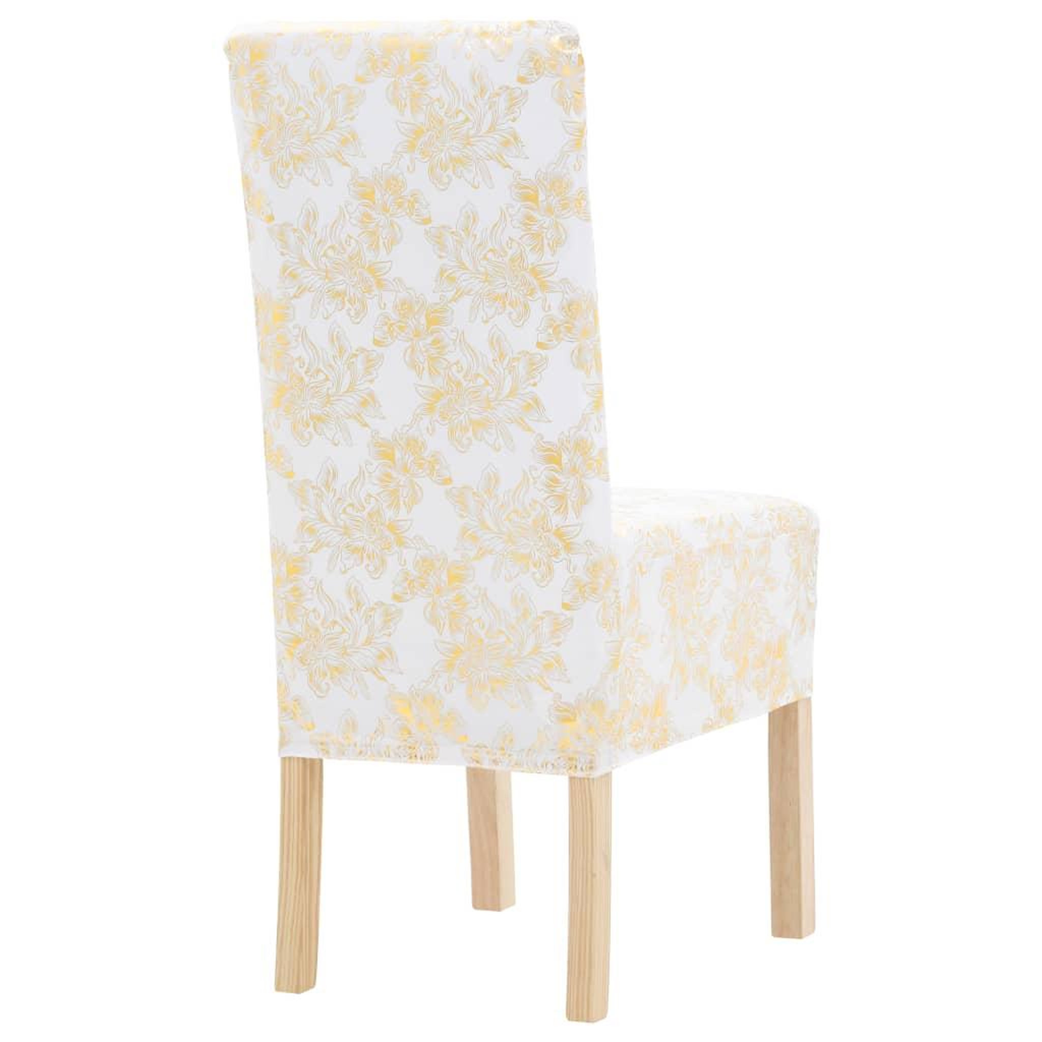 Voir la diapositive 2 : VIDAXL Housses extensibles de chaise 6 pcs Blanc avec imprime dore