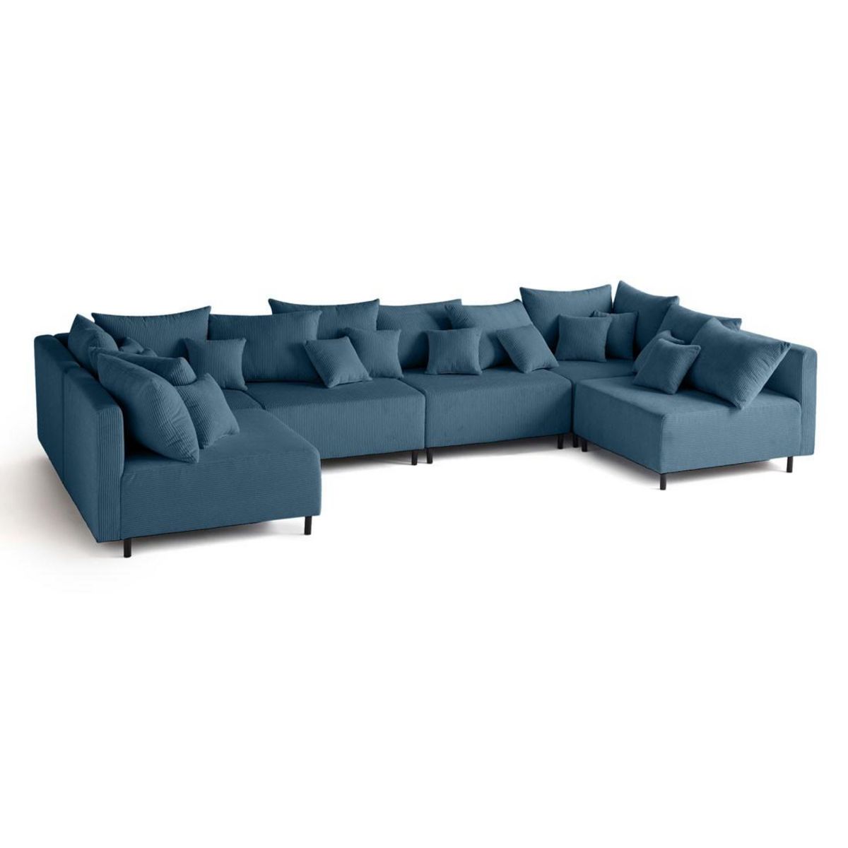 LISA DESIGN Edinburg - canapé modulable panoramique 6 places - en velours côtelé