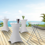 Voir la diapositive 2 : ID MARKET Lot de 4 tables hautes pliantes 105 CM et 4 housses blanches