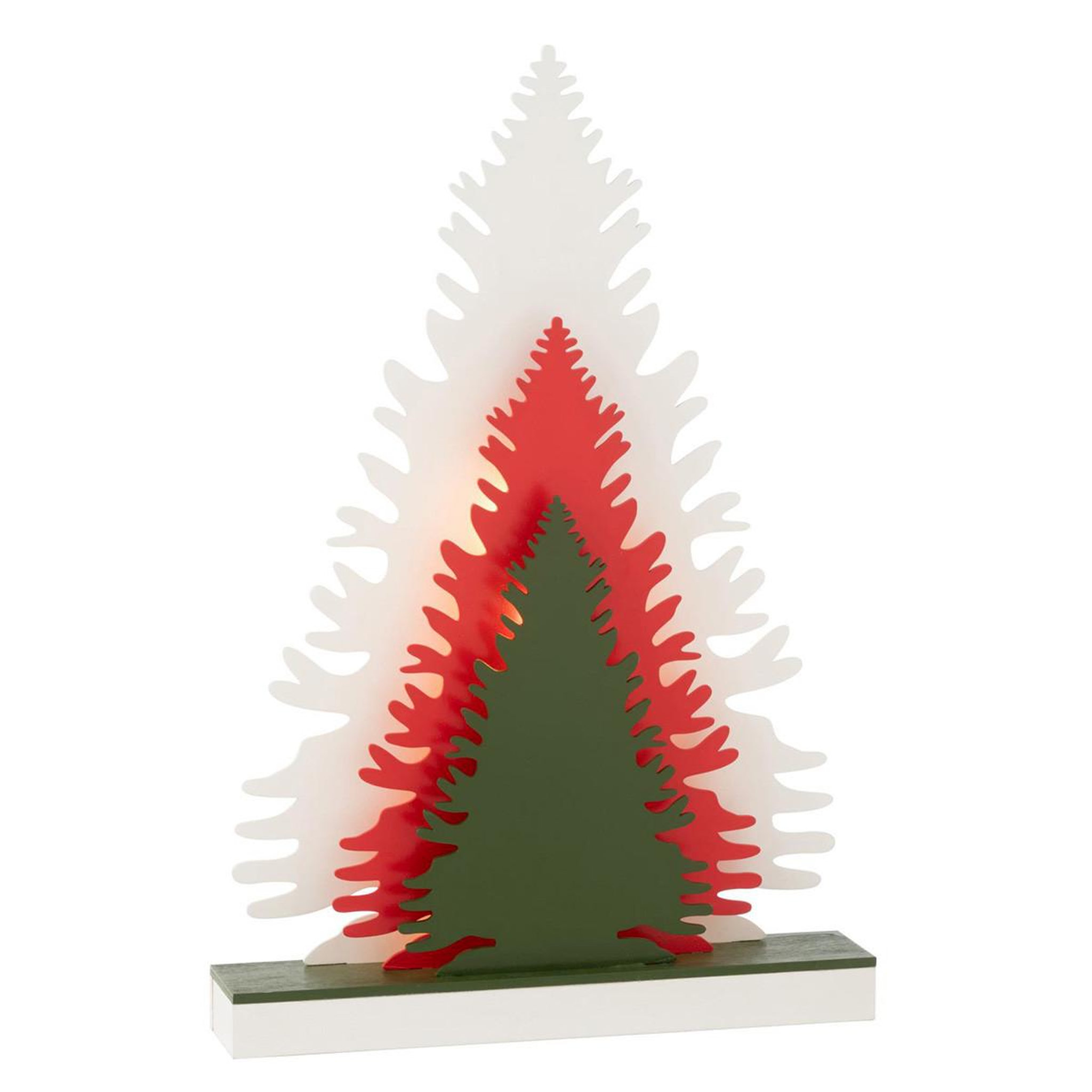 J-LINE Déco sapins à led en bois  hiver  44cm multicolore