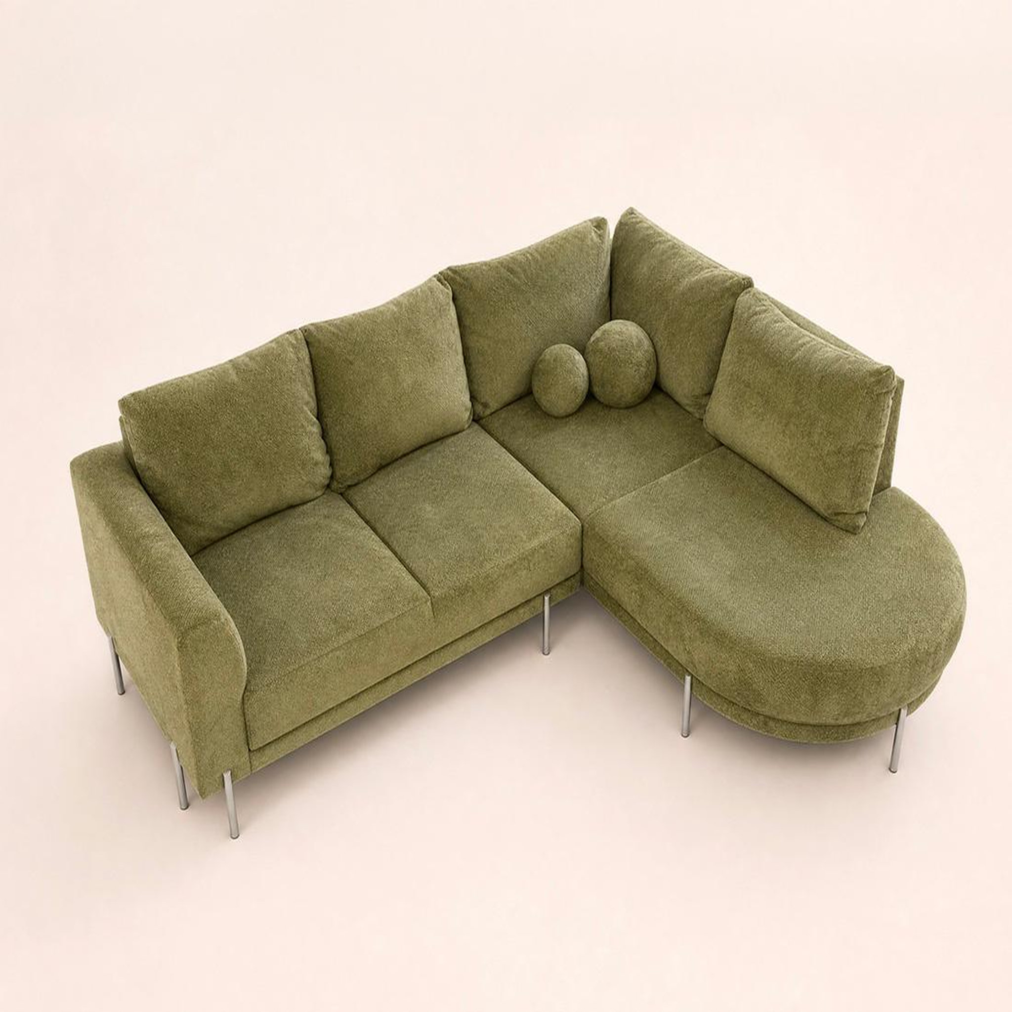 Voir la diapositive 6 : BEST MOBILIER Gabin - canapé d'angle droit 5 places en velours texturé