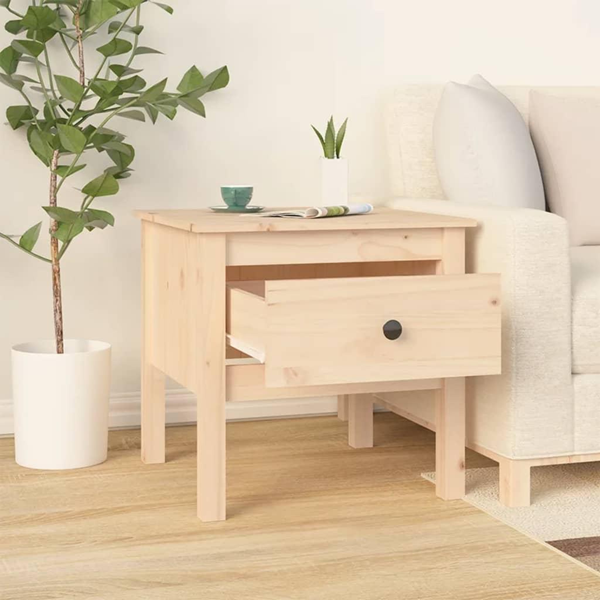 Voir la diapositive 3 : VIDAXL Table d'appoint 50x50x49 cm Bois massif de pin