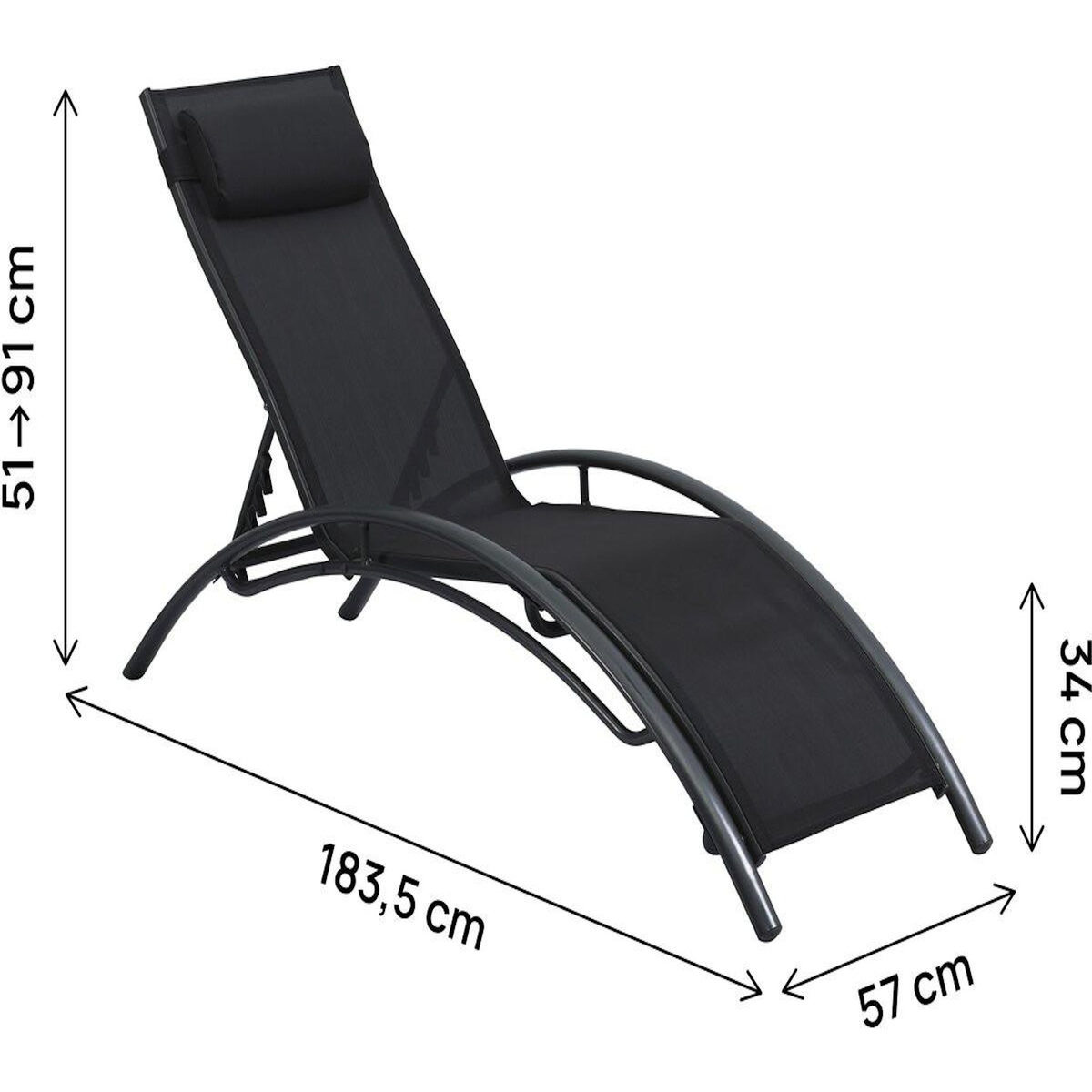 Habitat et Jardin Lot de 2 bains de soleil en aluminium Beauty  Phoenix  - Noir