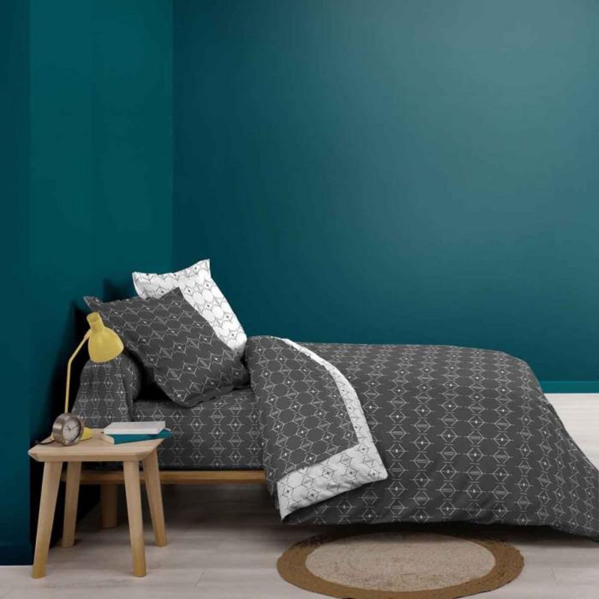 Paris Prix Drap Housse en Coton  Aristide  140x190cm Anthracite