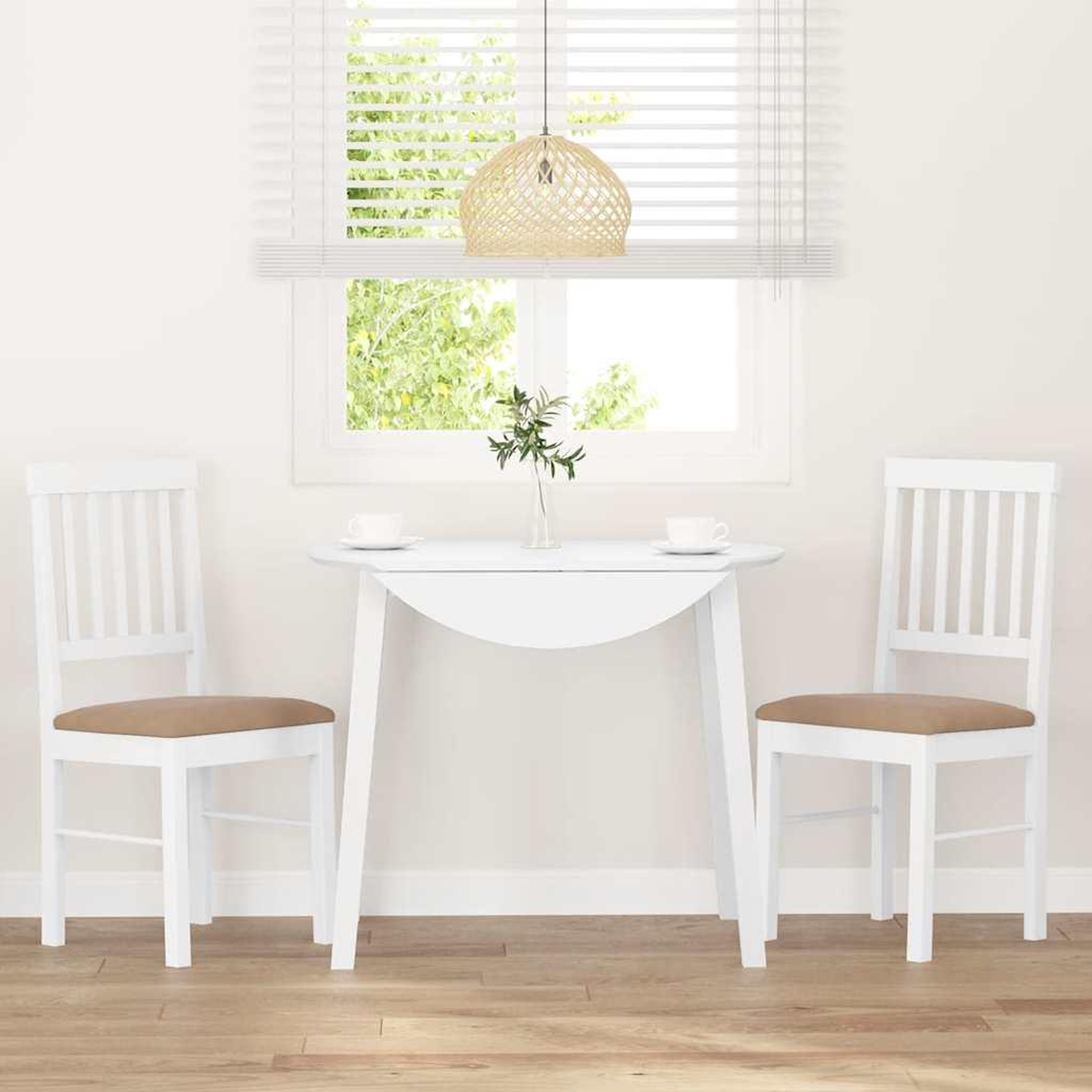 Voir la diapositive 3 : VIDAXL Chaises a manger coussins 2 pcs blanc bois massif caoutchouc