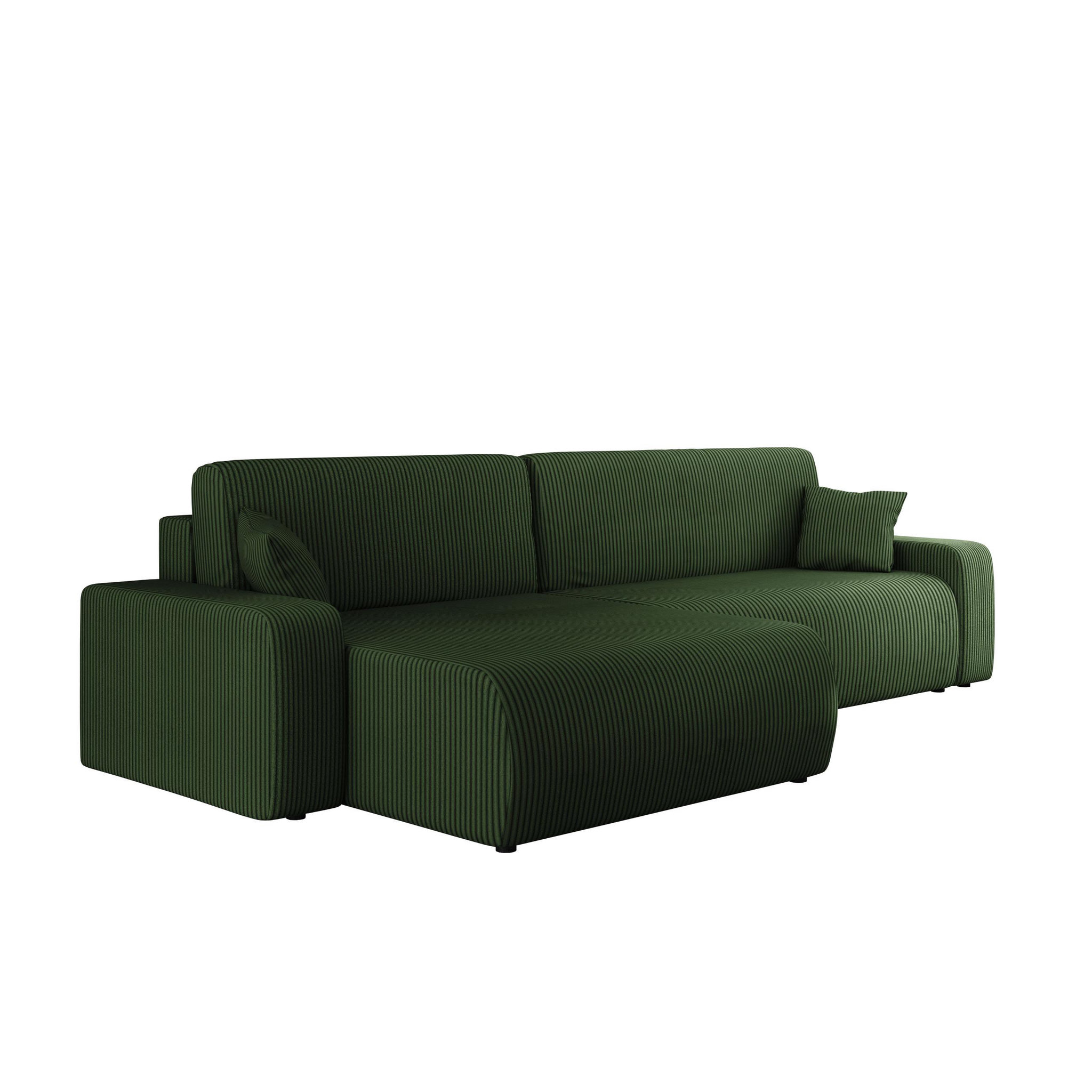 Voir la diapositive 5 : BEST MOBILIER Artemisa - canapé d'angle réversible 5 places convertible avec coffre en velours côtelé