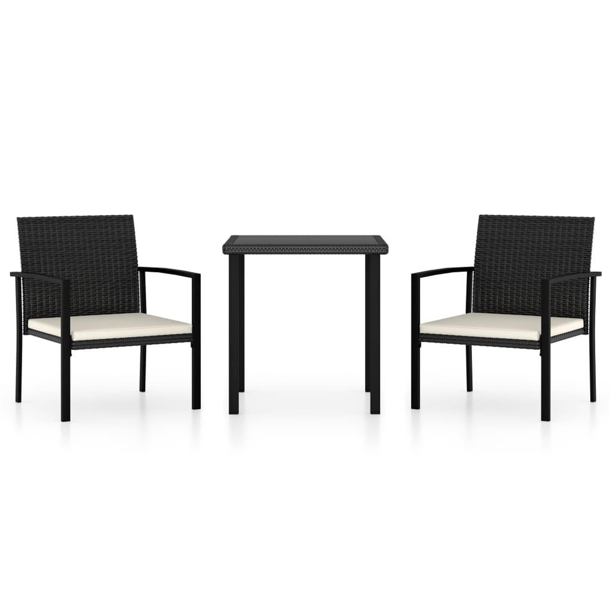 Voir la diapositive 2 : VIDAXL Ensemble a manger de jardin 3 pcs Resine tressee Noir