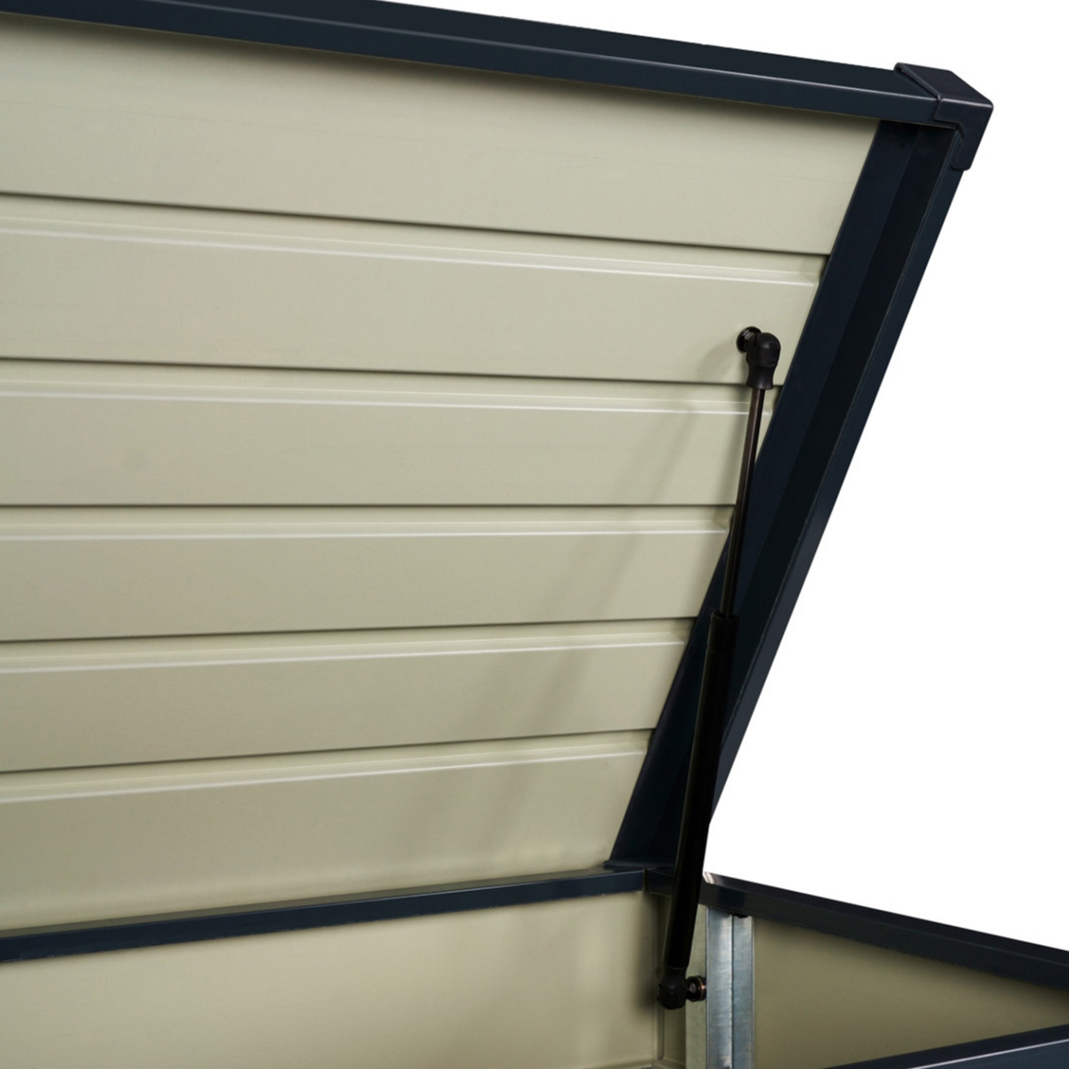 ID MARKET Coffre de rangement métal verrouillable gris anthracite pour jardin 200L 68x62,5x63 cm