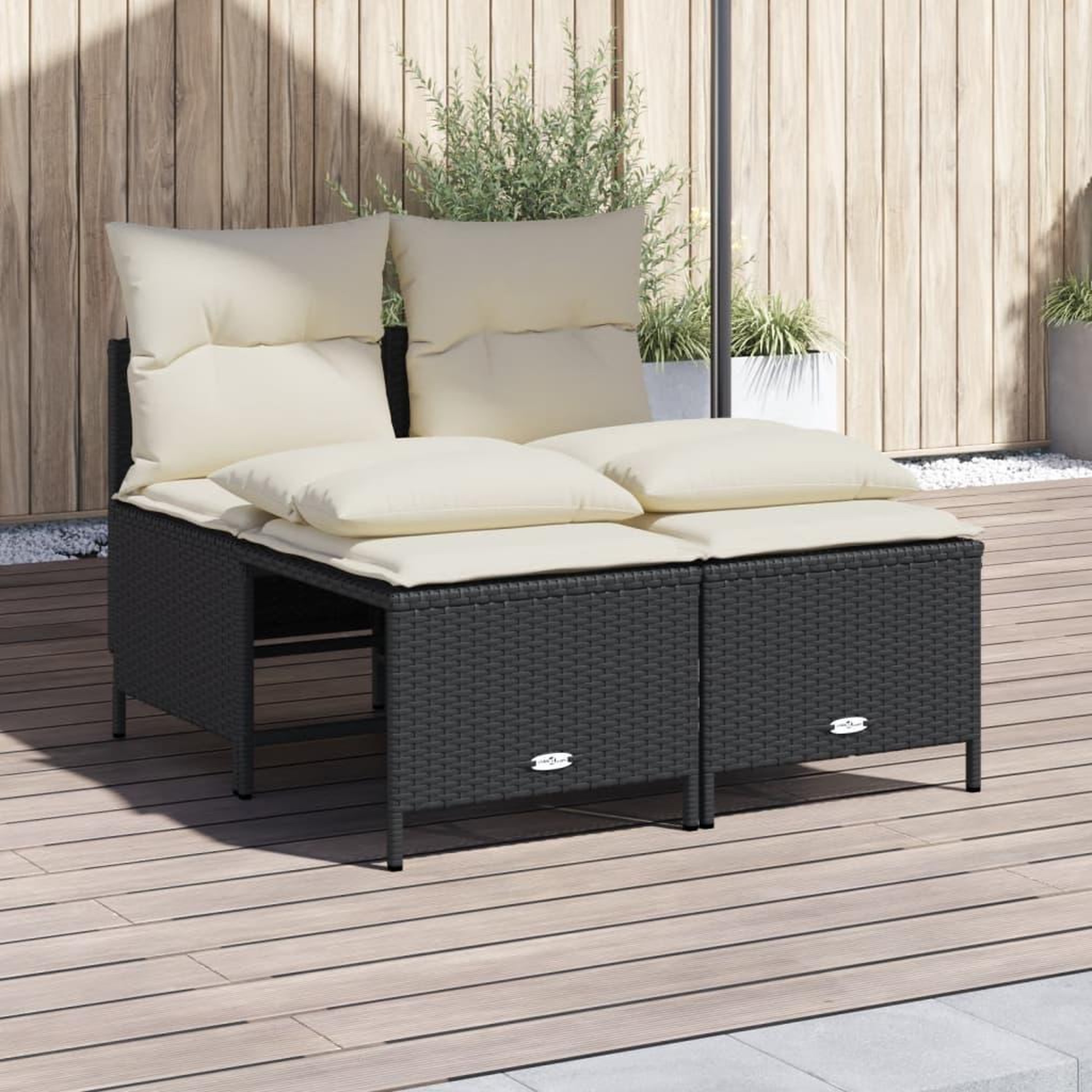 VIDAXL Salon de jardin 4 pcs avec coussins noir resine tressee