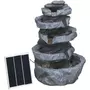 OUTSUNNY Fontaine de jardin à énergie solaire - fontaine roche cascade 5 niv. LED pompe incluse - résine gris