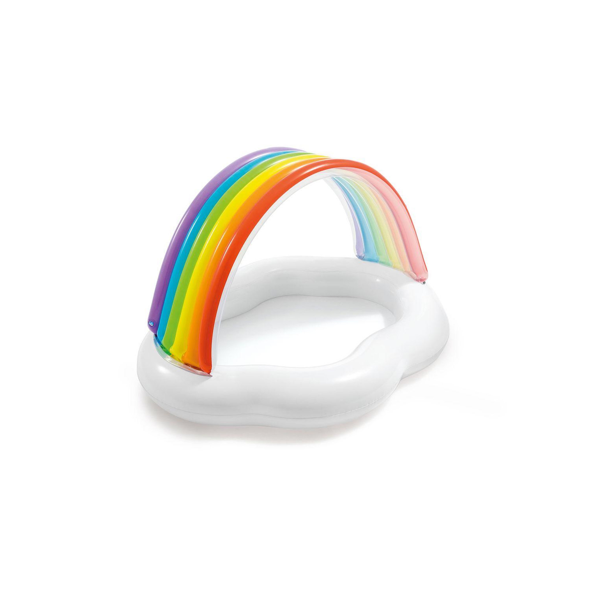 INTEX Piscinette pataugeoire gonflable Arc-en-ciel - L. 142 x H. 13 cm - Blanc