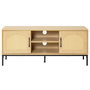 Voir la diapositive 4 : BEST MOBILIER Nagato - meuble tv - cannage et effet bois - 2 portes et 2 niches - 120 cm