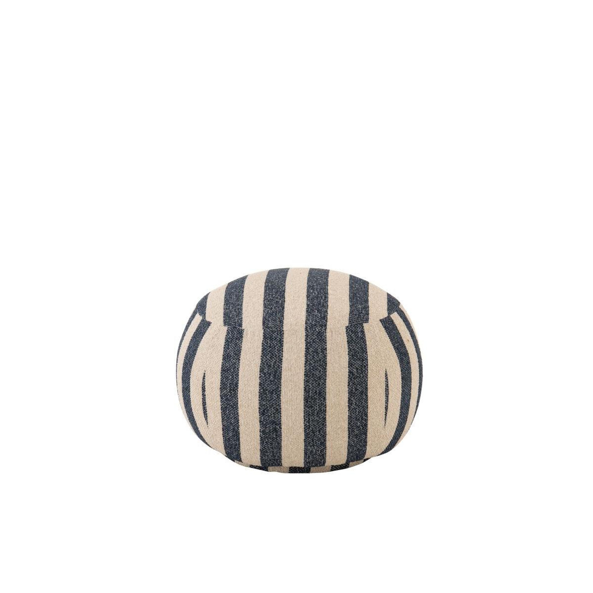 Voir la diapositive 2 : J-LINE Pouf à rayures  ligné  61cm bleu & blanc cassé