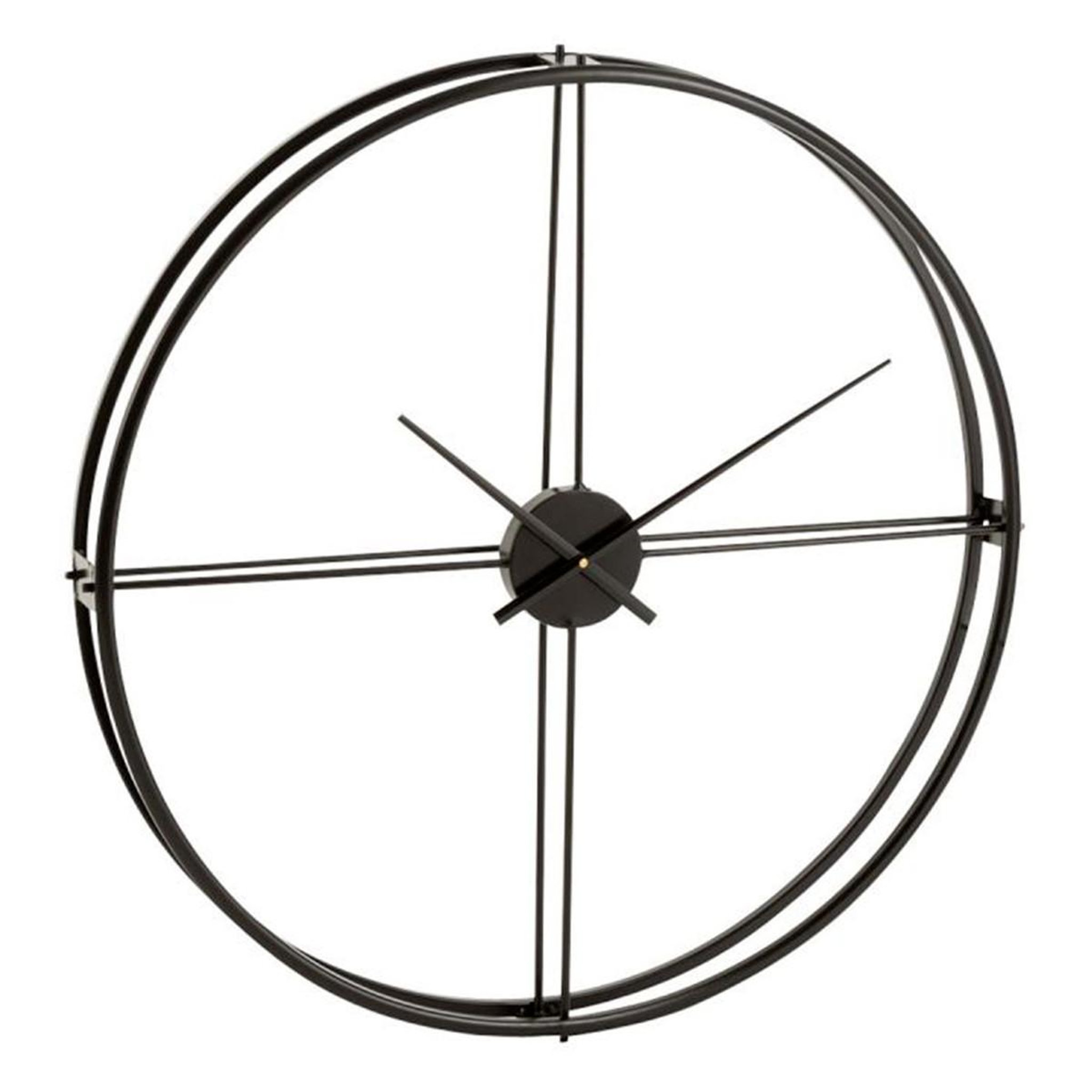 Voir la diapositive 1 : J-LINE Horloge murale déco en métal  ronde  80cm noir
