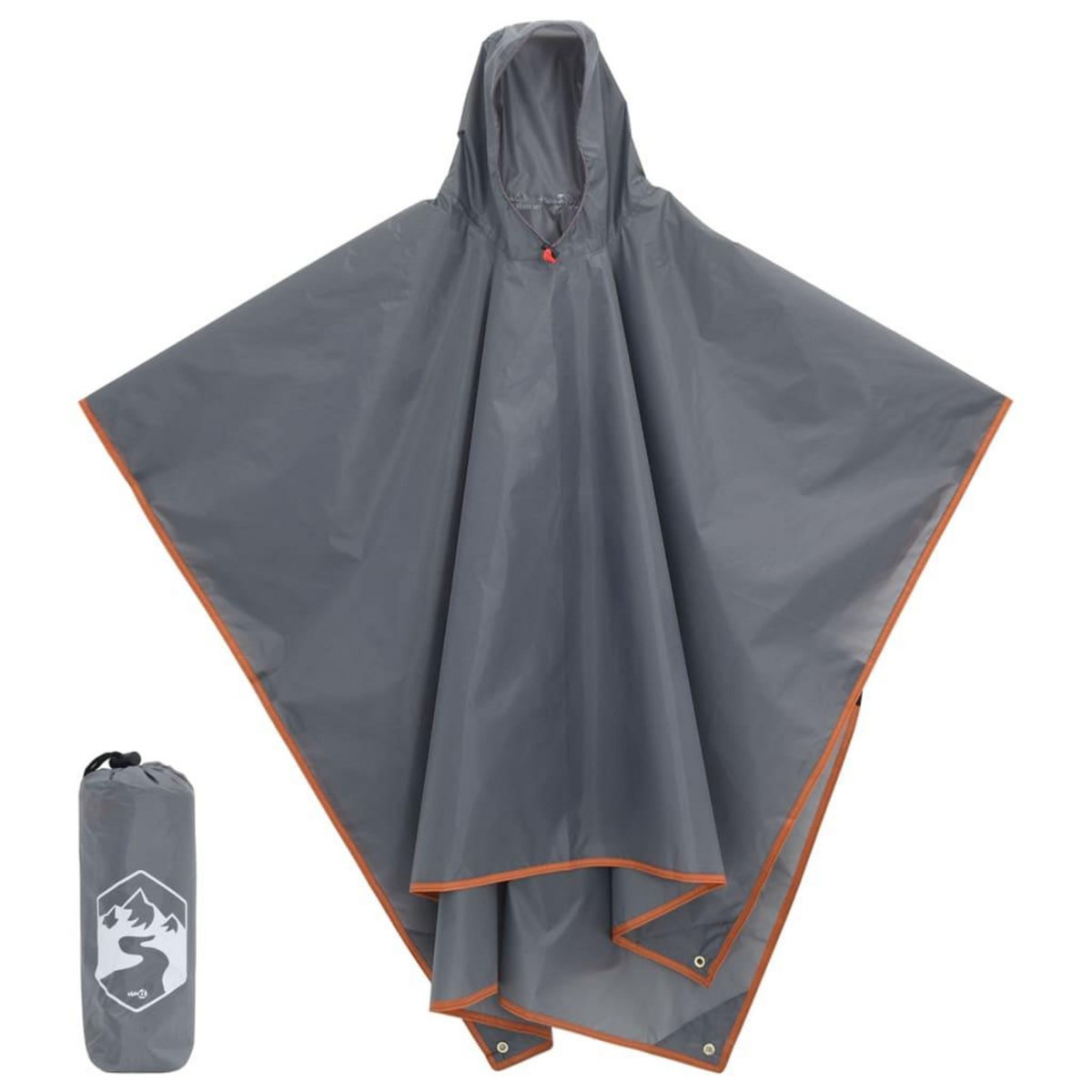 VIDAXL Poncho de pluie avec capuche design 2 en 1 gris et orange