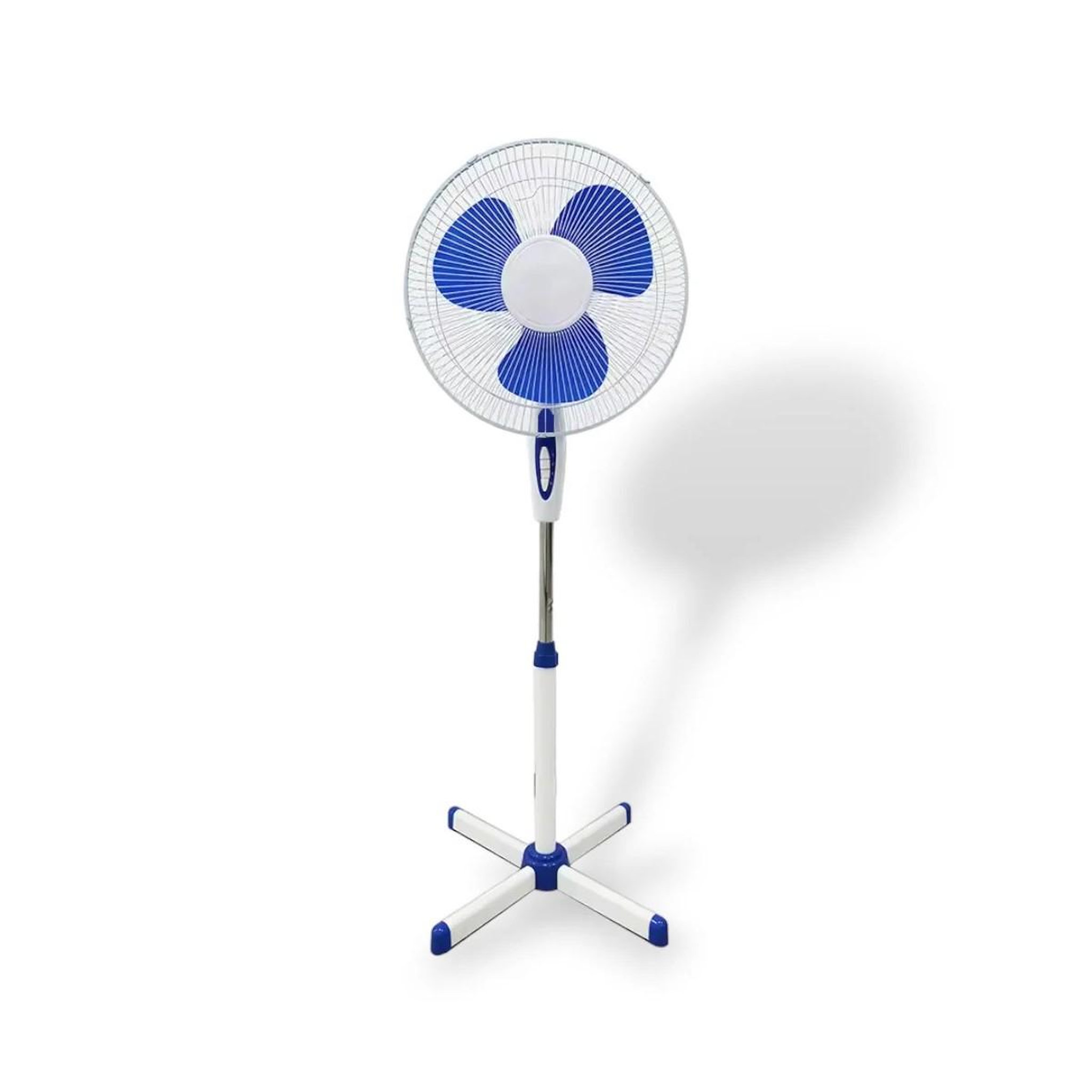 INTEC Ventilateur sur pied portable 45W 40Cm Hauteur réglable 1.30m Brasseur d'air Blanc Bleu 3 vitesses Oscillation Horizontale INTEC