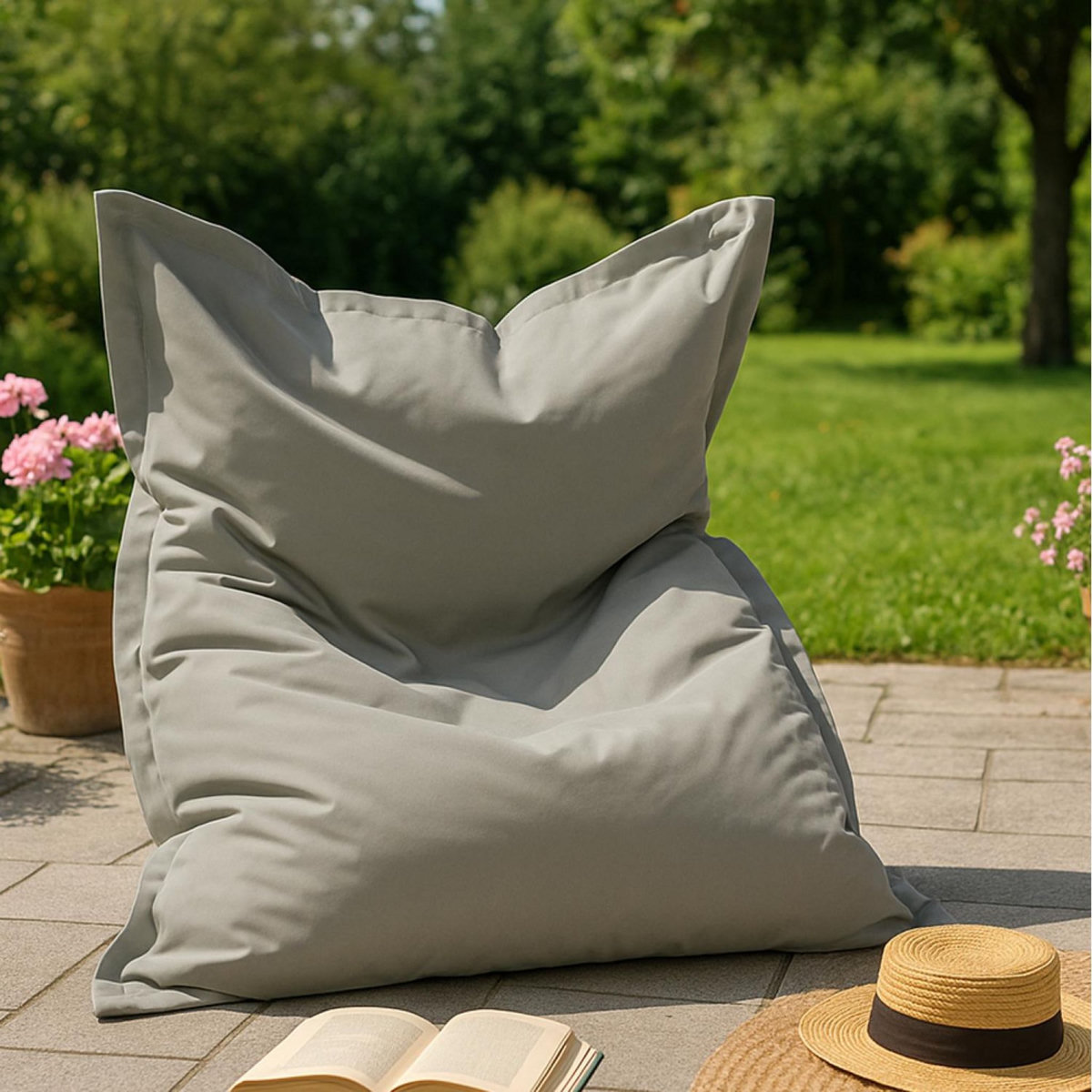 CONCEPT USINE Pouf rectangulaire d'extérieur XXL 180x140cm gris MOKU