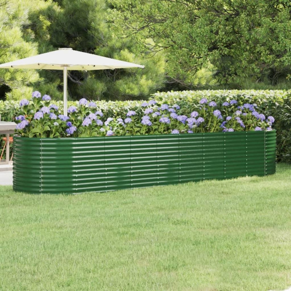 VIDAXL Lit sureleve de jardin Acier enduit de poudre 396x100x68cm Vert