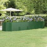 VIDAXL Lit sureleve de jardin Acier enduit de poudre 396x100x68cm Vert