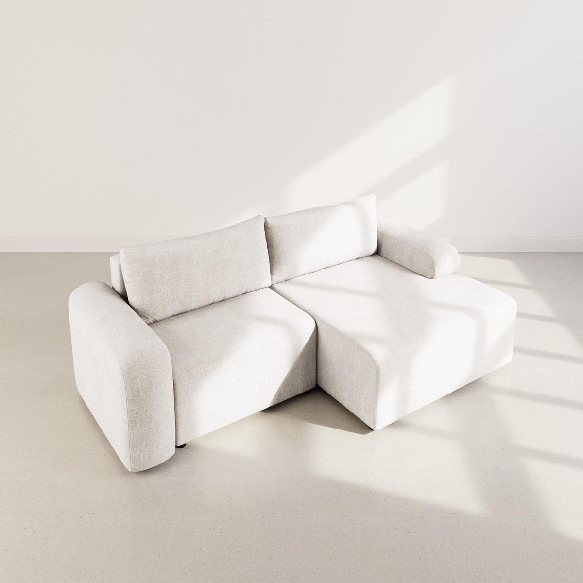 BEST MOBILIER Rebecca - canapé d'angle droit 4 places convertible avec coffre en velours texturé