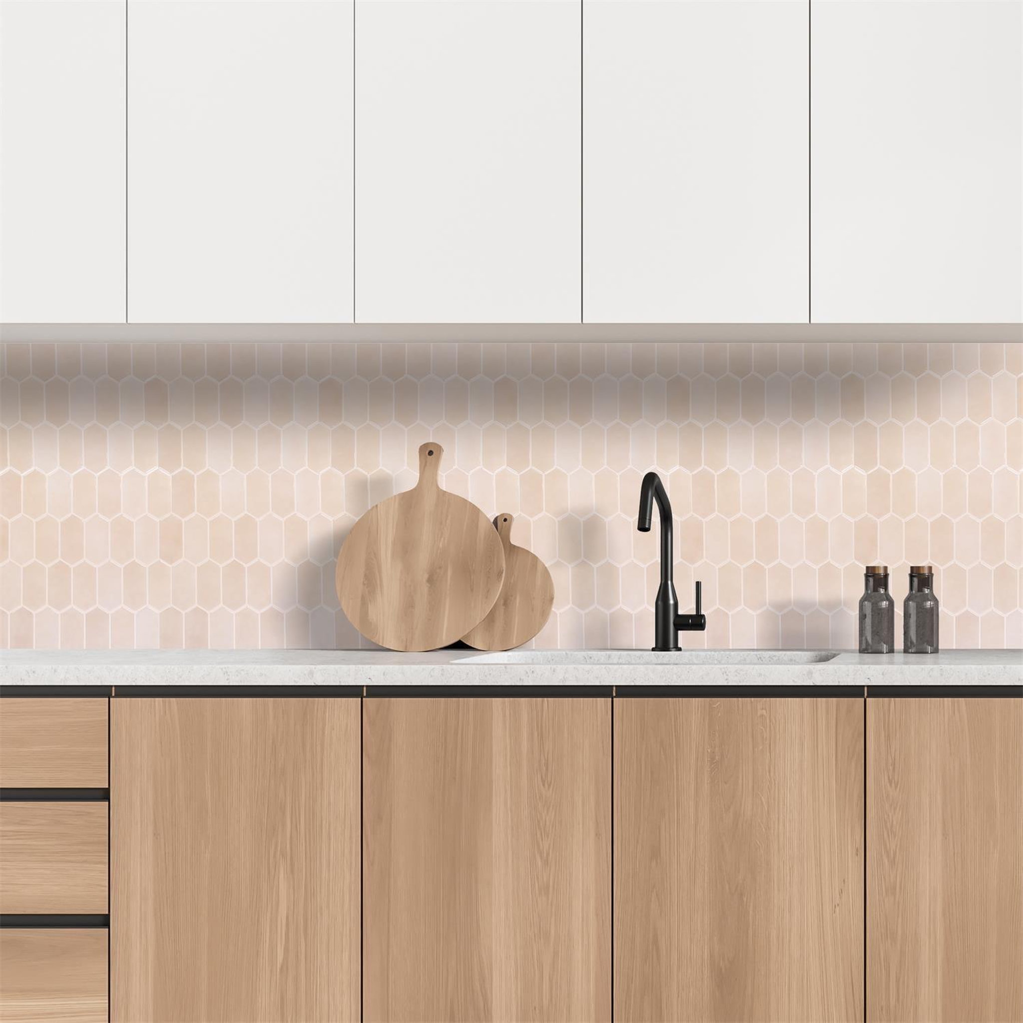 Voir la diapositive 6 : The Home Deco Factory 4 crédences adhésives hexagonales - 30 x 30 cm - beige