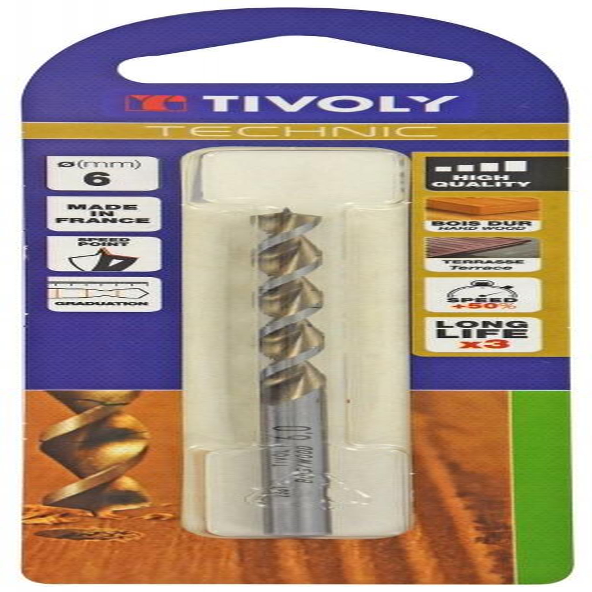 TIVOLY Foret hélicoïdaux pour bois TIVOLY, diam. 6 x 16 cm