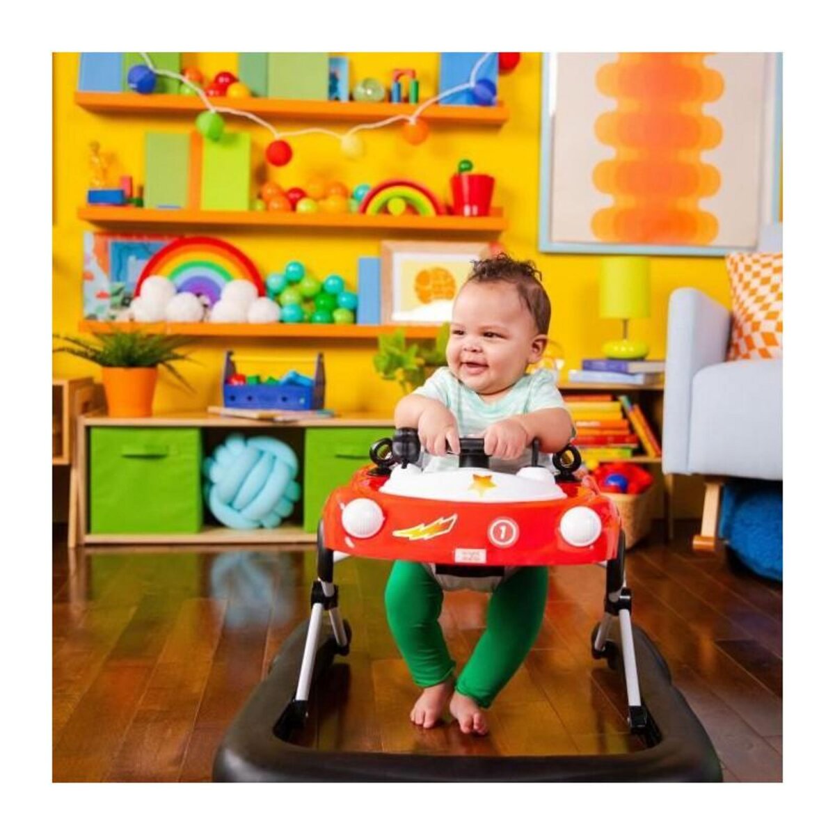 Bright Starts BRIGHT STARTS Trotteur 3 en 1, petit bolide, 3 modes de jeux évolutifs, rouge