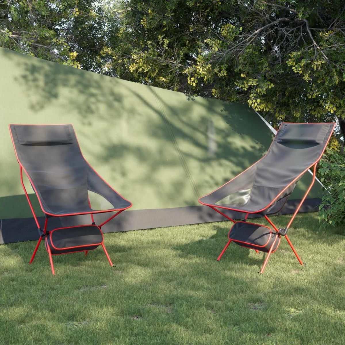 VIDAXL Chaise de camping pliables lot de 2 noir tissu oxford aluminium