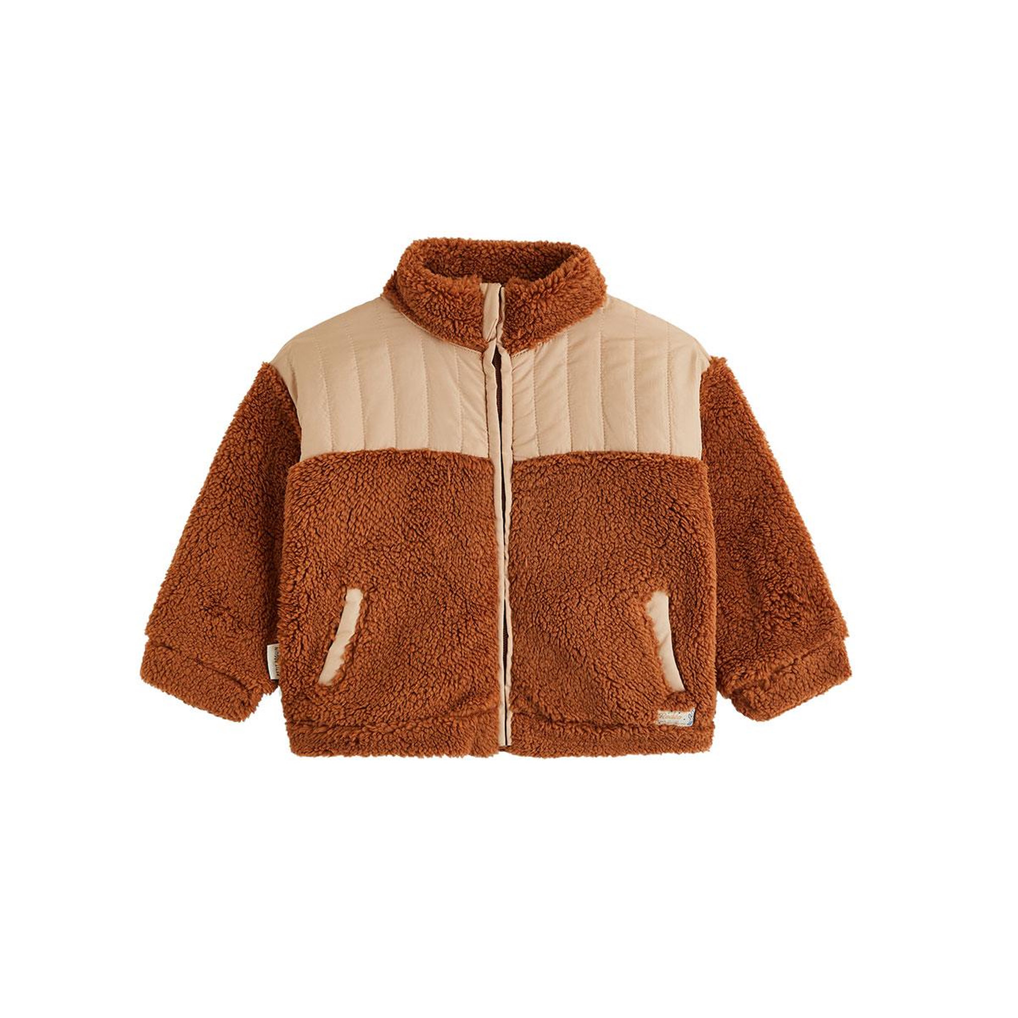 PETIT BEGUIN Veste enfant en sherpa moka. Coloris disponibles : Marron