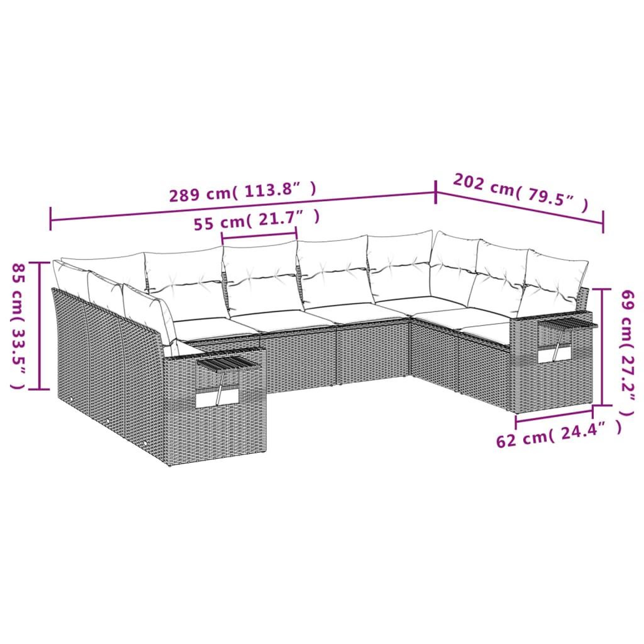 Voir la diapositive 4 : VIDAXL Salon de jardin 9 pcs avec coussins noir resine tressee