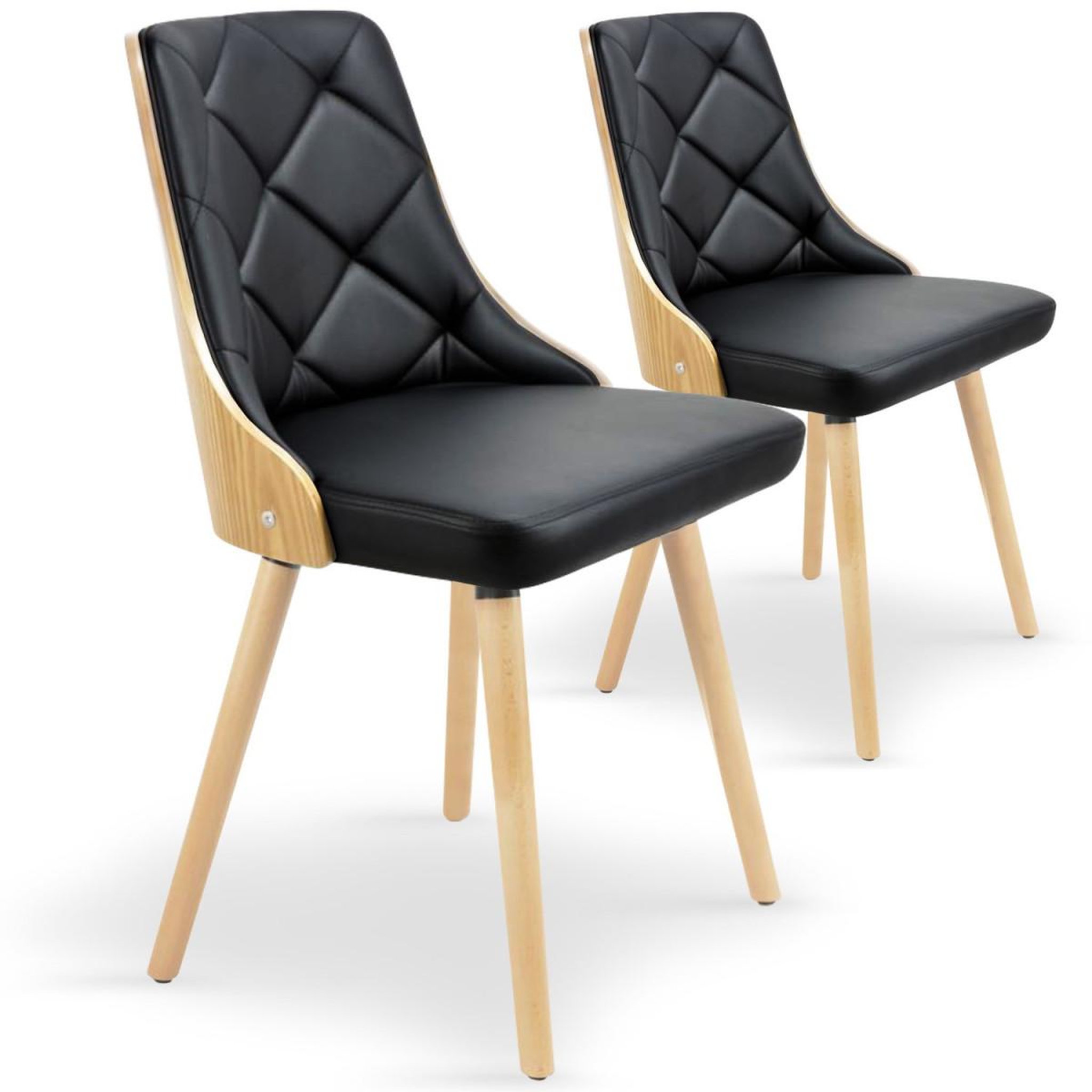 Paris Prix Lot de 2 chaises scandinave  cargo  79cm chêne & noir