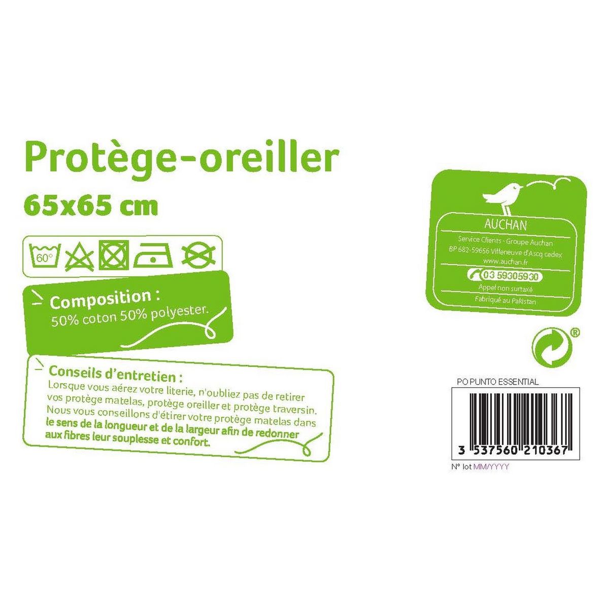POUCE Protège oreiller absorbant en polycoton PUNTO