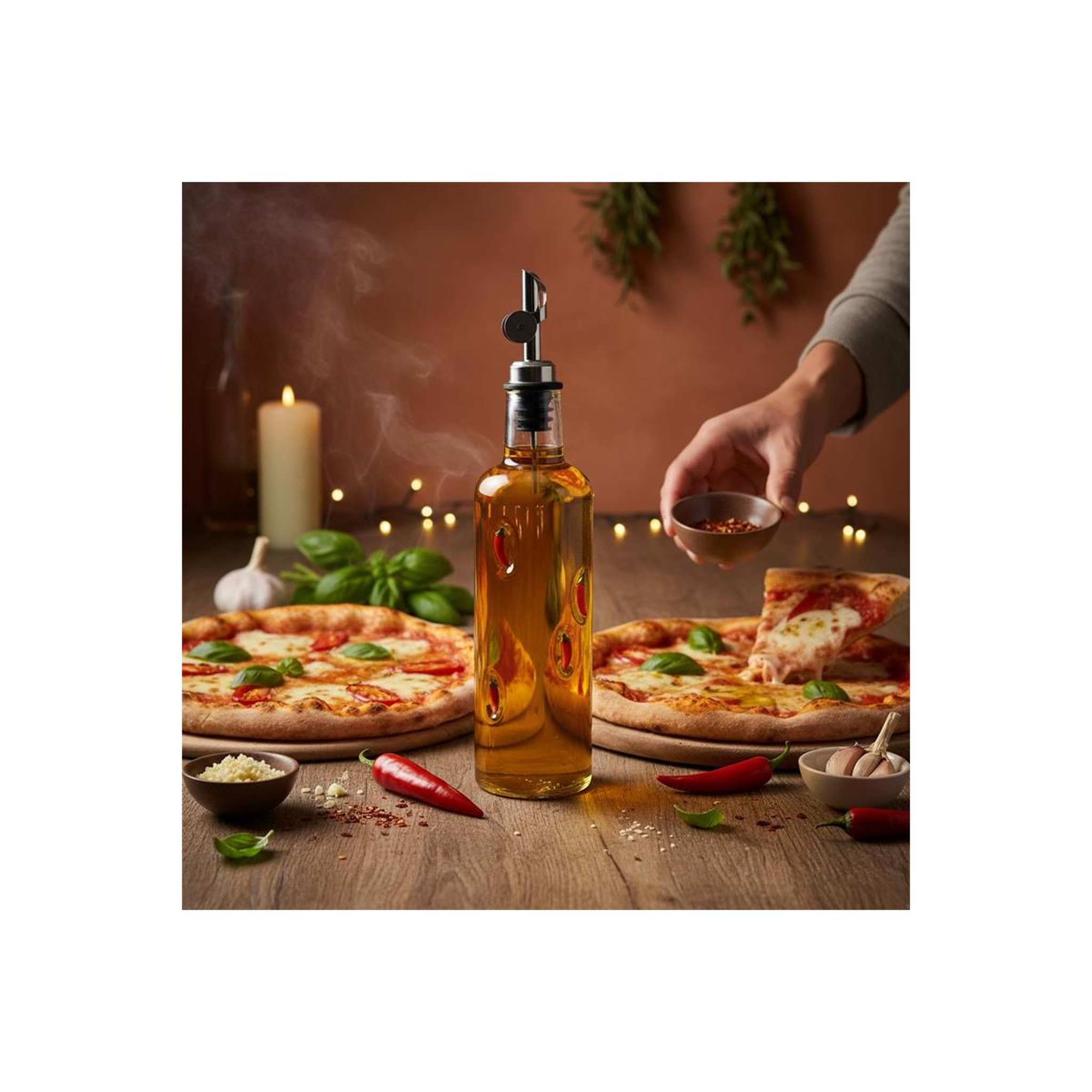 Voir la diapositive 4 : The Home Deco Factory Huilier avec bec verseur  piment  50cl transparent