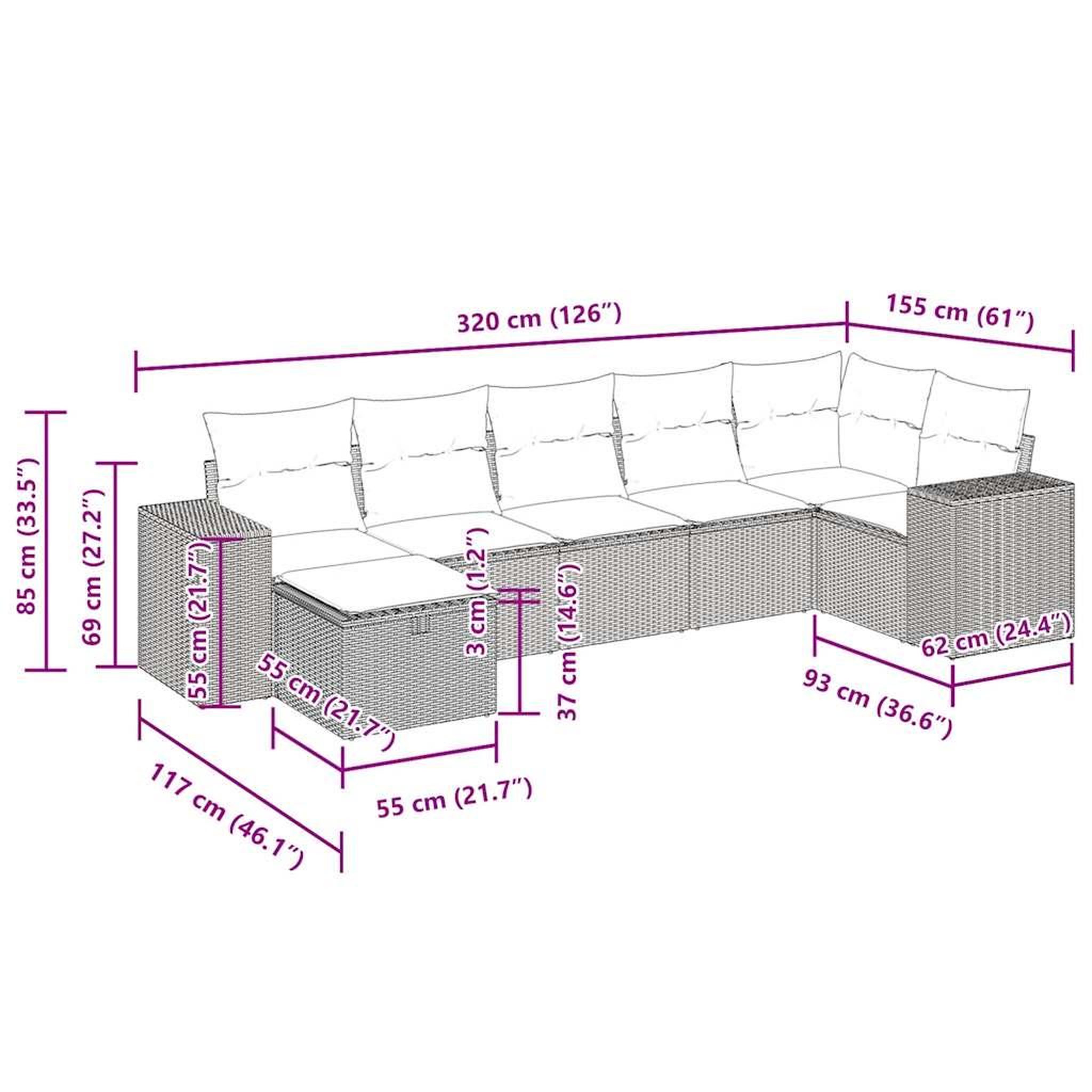 Voir la diapositive 6 : VIDAXL Salon de jardin 7 pcs avec coussins noir resine tressee