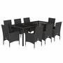 Voir la diapositive 2 : VIDAXL Ensemble a manger de jardin et coussins 9 pcs noir rotin verre