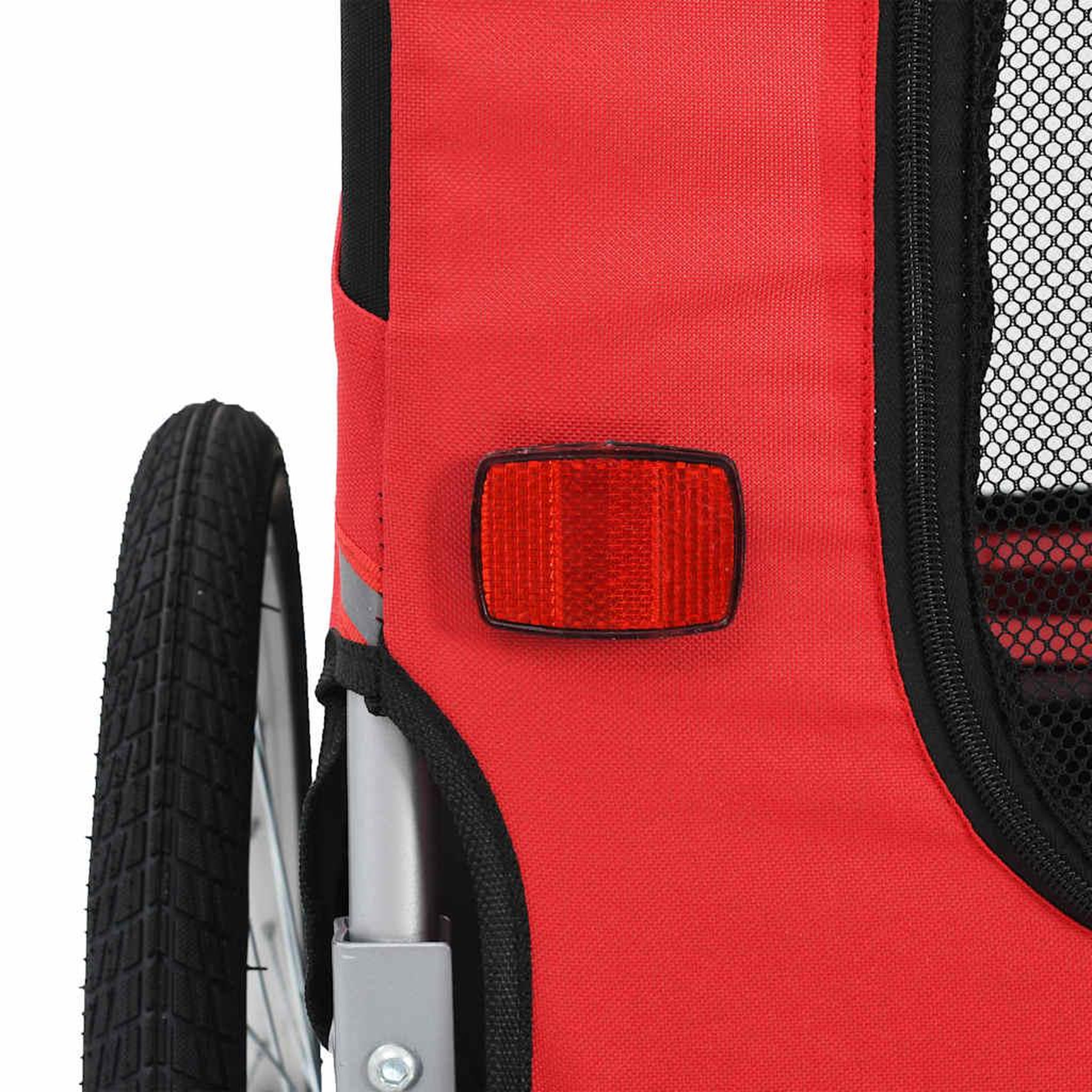 Voir la diapositive 5 : VIDAXL Remorque de velo pour animaux de compagnie rouge et noir