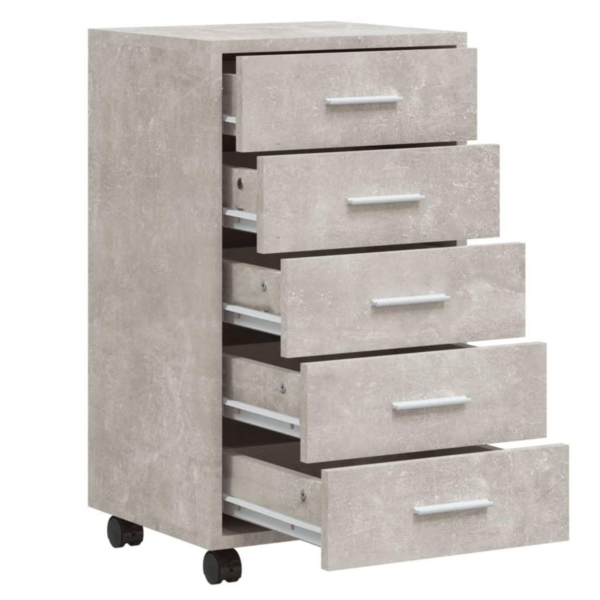 VIDAXL Armoire a tiroirs avec roulettes Gris beton Bois d'ingenierie