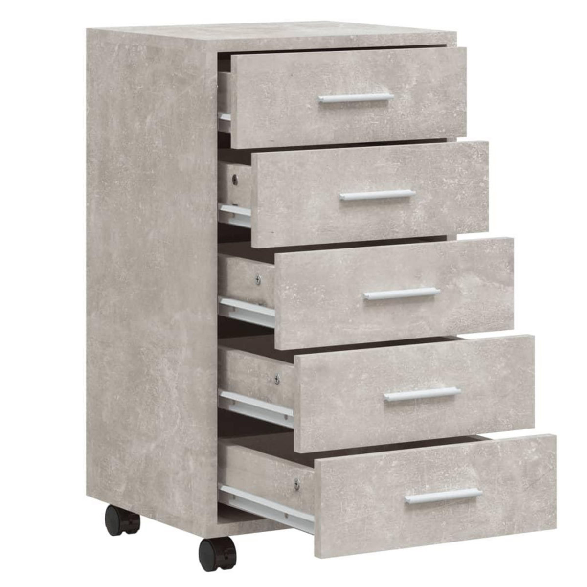 VIDAXL Armoire a tiroirs avec roulettes Gris beton Bois d'ingenierie
