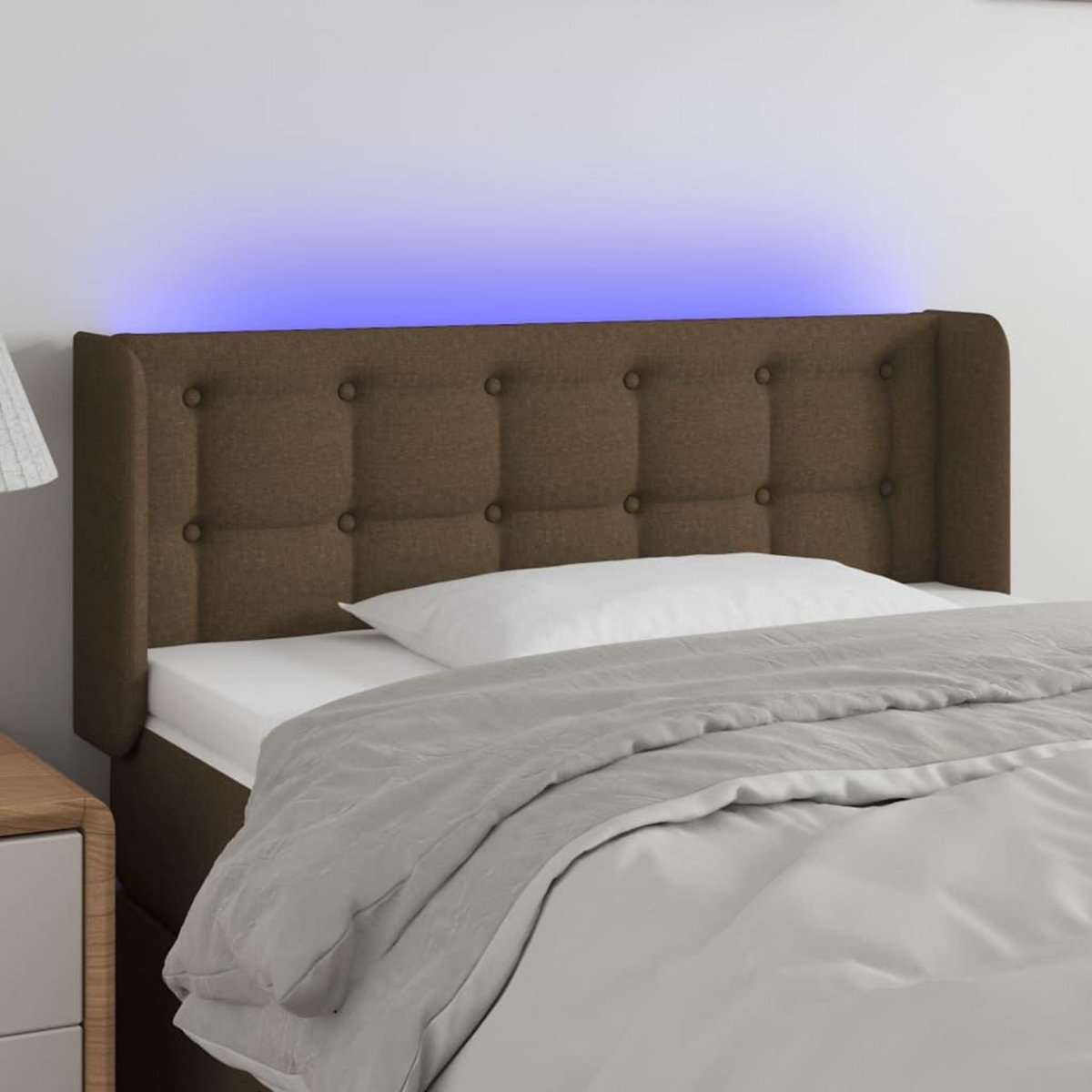 VIDAXL Tete de lit a LED Marron fonce 83x16x78/88 cm Tissu