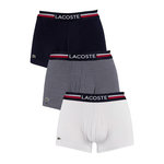 Lacoste Pack de 3 Boxers Marine Homme Lacoste 5H3413. Coloris disponibles : Bleu