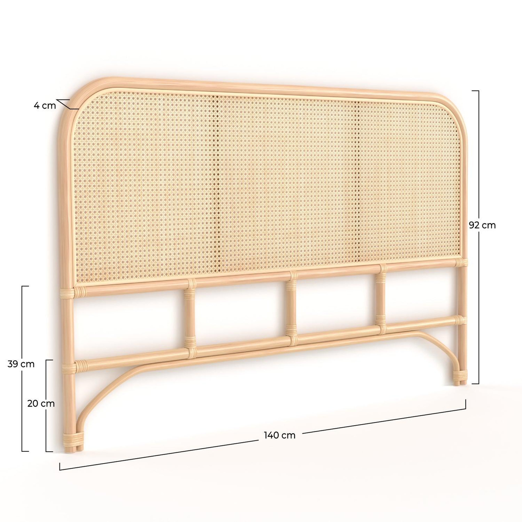 Voir la diapositive 4 : MAISON PAVANE Tête de lit en rotin et cannage 140 cm-naïra