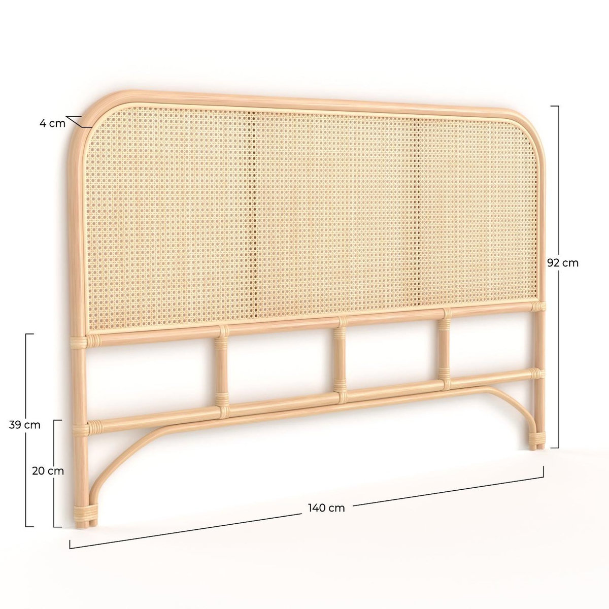 Rendez vous déco Tête de lit en rotin et cannage 140 cm-Naïra