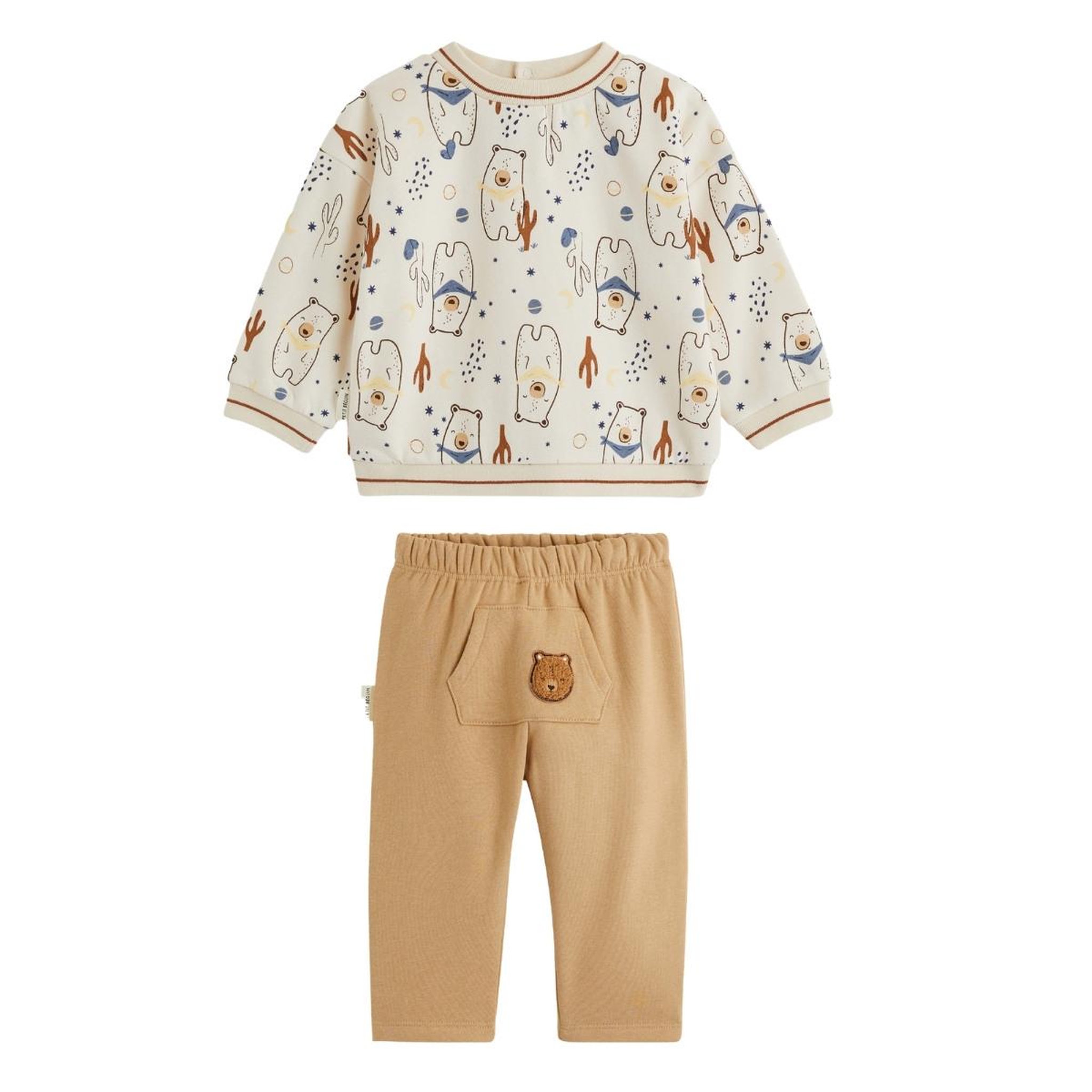 Voir la diapositive 1 : PETIT BEGUIN Ensemble bébé sweat et pantalon en molleton moka