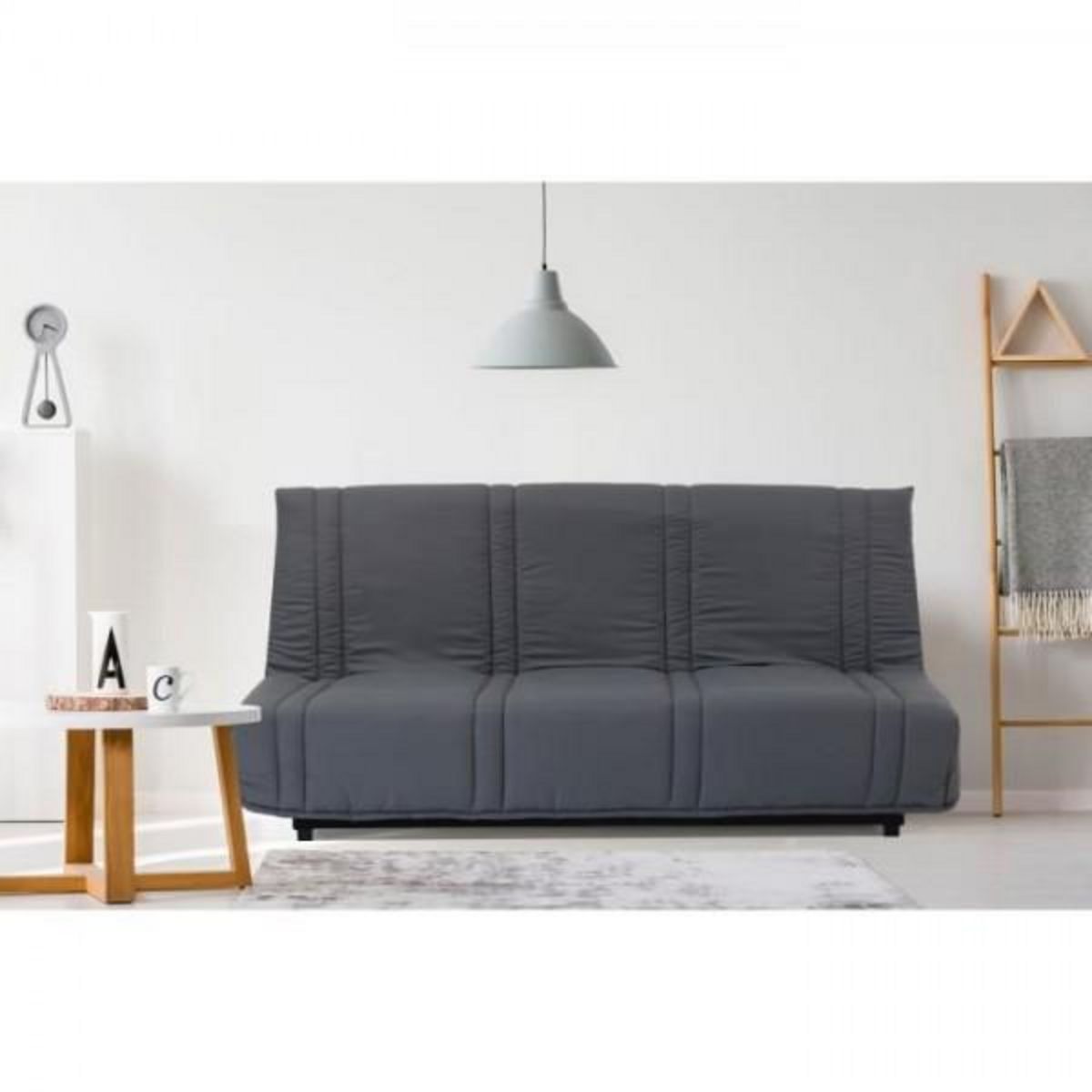 MARKET24 Banquette clic clac 3 places - anthracite - Style contemporain - L 193 x P 92 cm - LENA