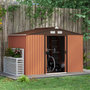 Voir la diapositive 4 : OUTSUNNY Abri de jardin - remise pour outils - cabanon double porte coulissante - fondation incluse - dim. 277L x 191l x 192H cm - tôle d'acier ondulée terracotta