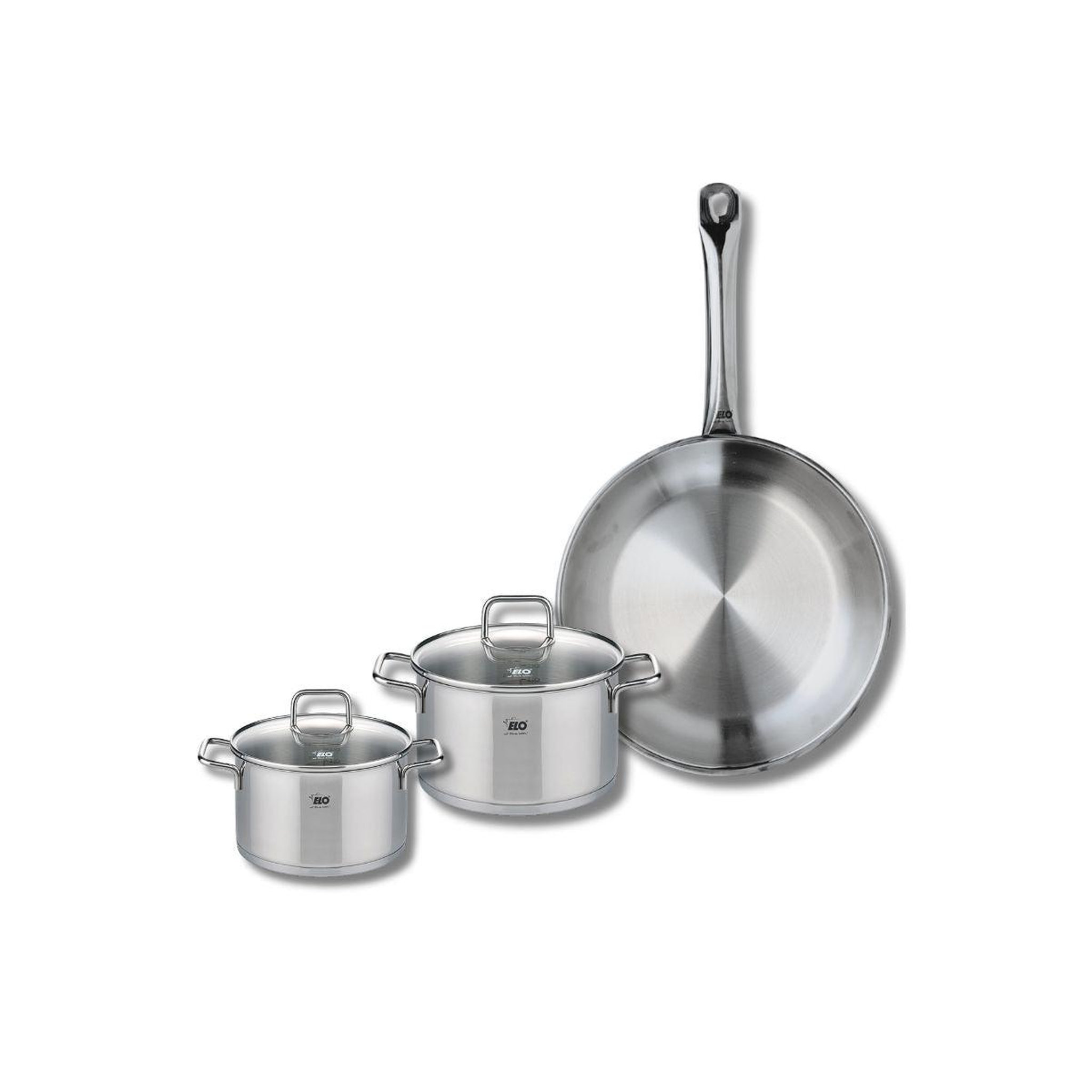 ELO Ensemble de 1 poêle de cuisson 28 cm et 2 faitouts 14 et 16 cm elo profi citrin