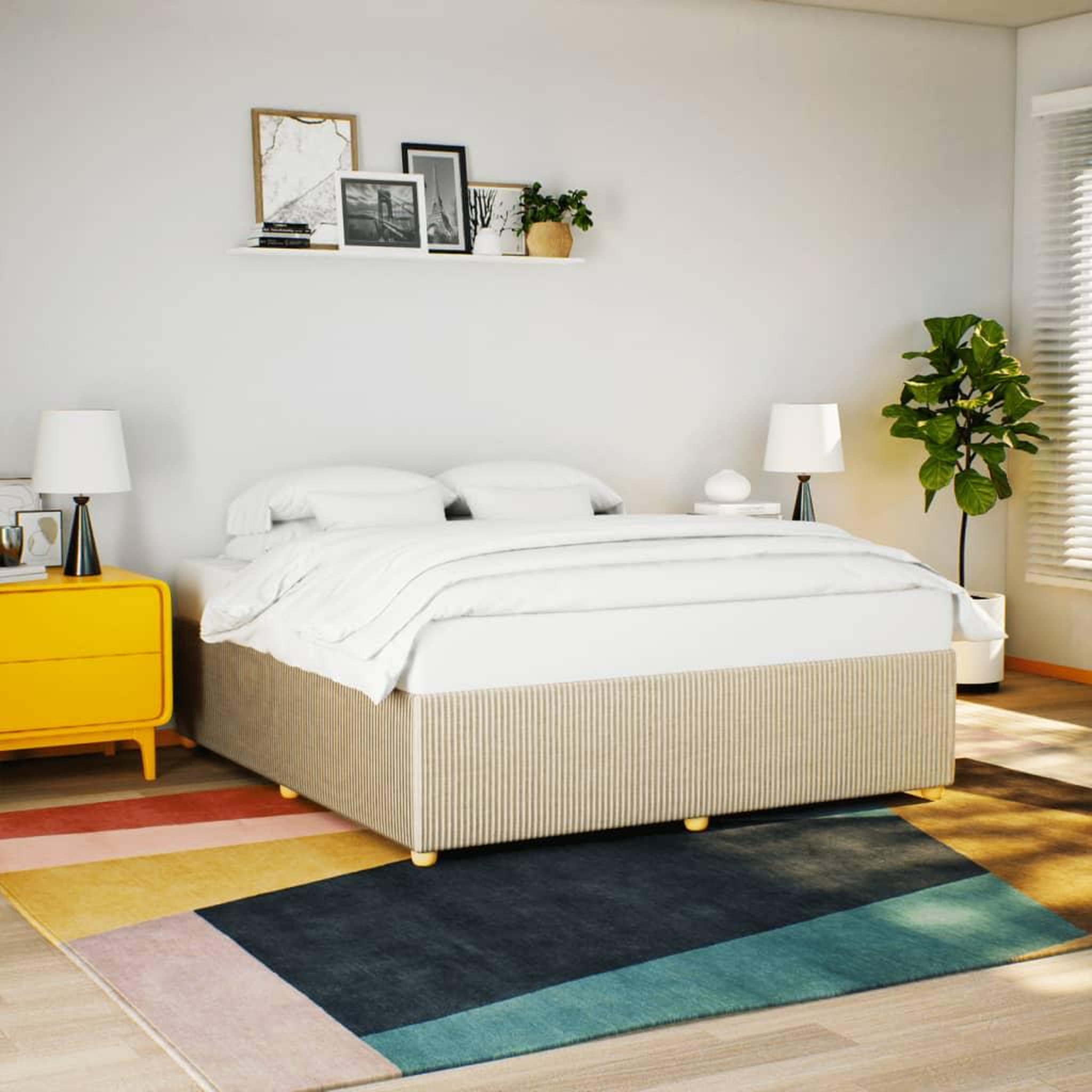 VIDAXL Cadre de lit sans matelas creme 200x200 cm tissu